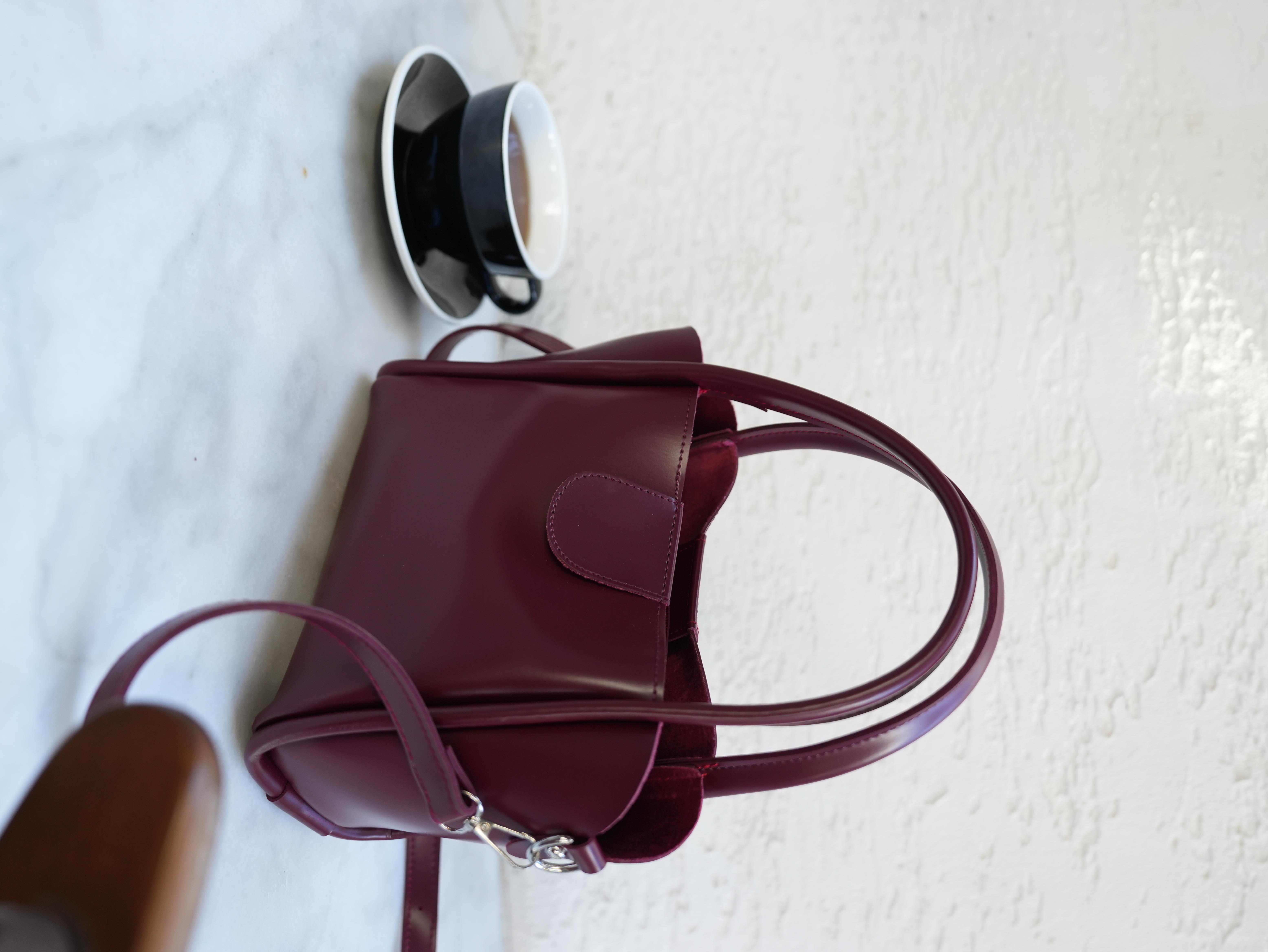 Suni Deri El ve Çapraz Çanta BORDO