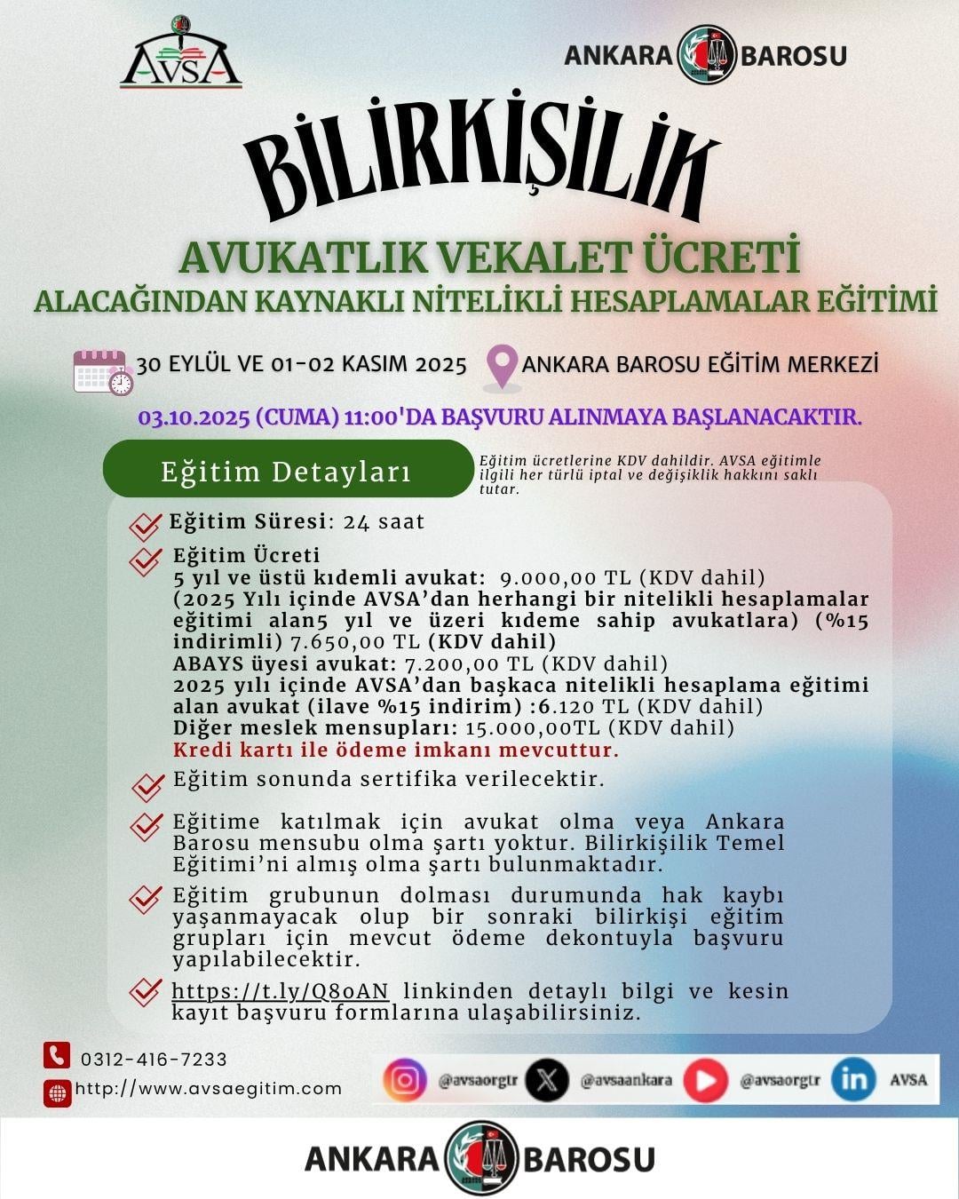 Avukatlık Vekalet Ücreti Alacağından Kaynaklı Nitelikli Hesaplamalar Eğitimi