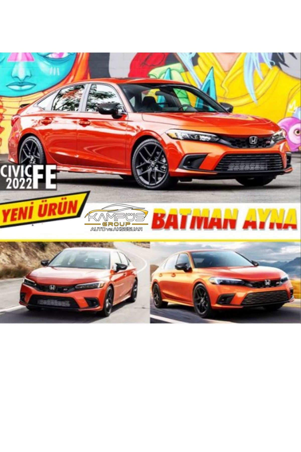 Civic Fe Batman Ayna Kapağı Piano Black / 2022 Sonrası