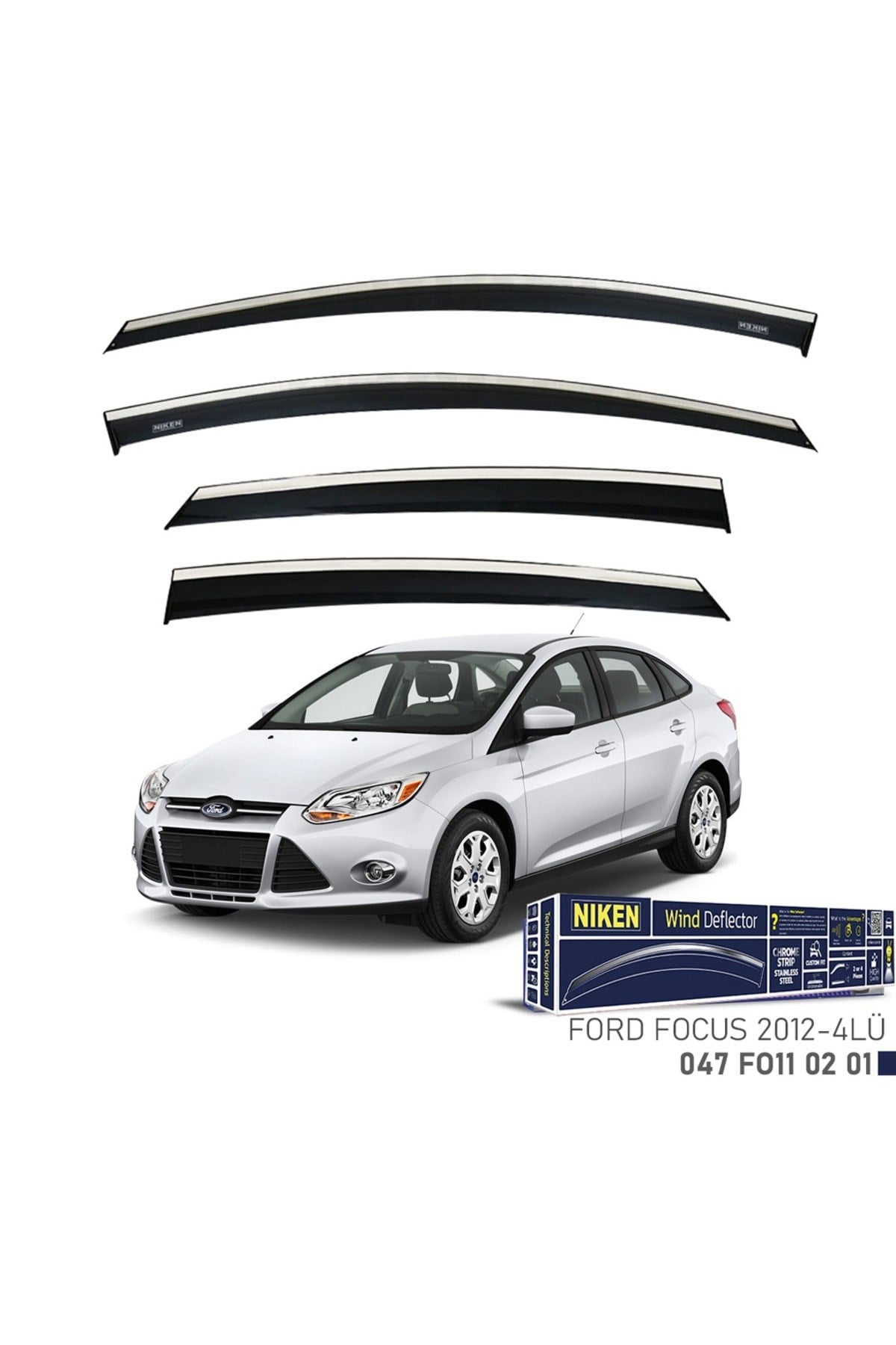 Ford Focus 3 Sedan Kromlu Cam Rüzgarlığı 4lü Set 2012 2015