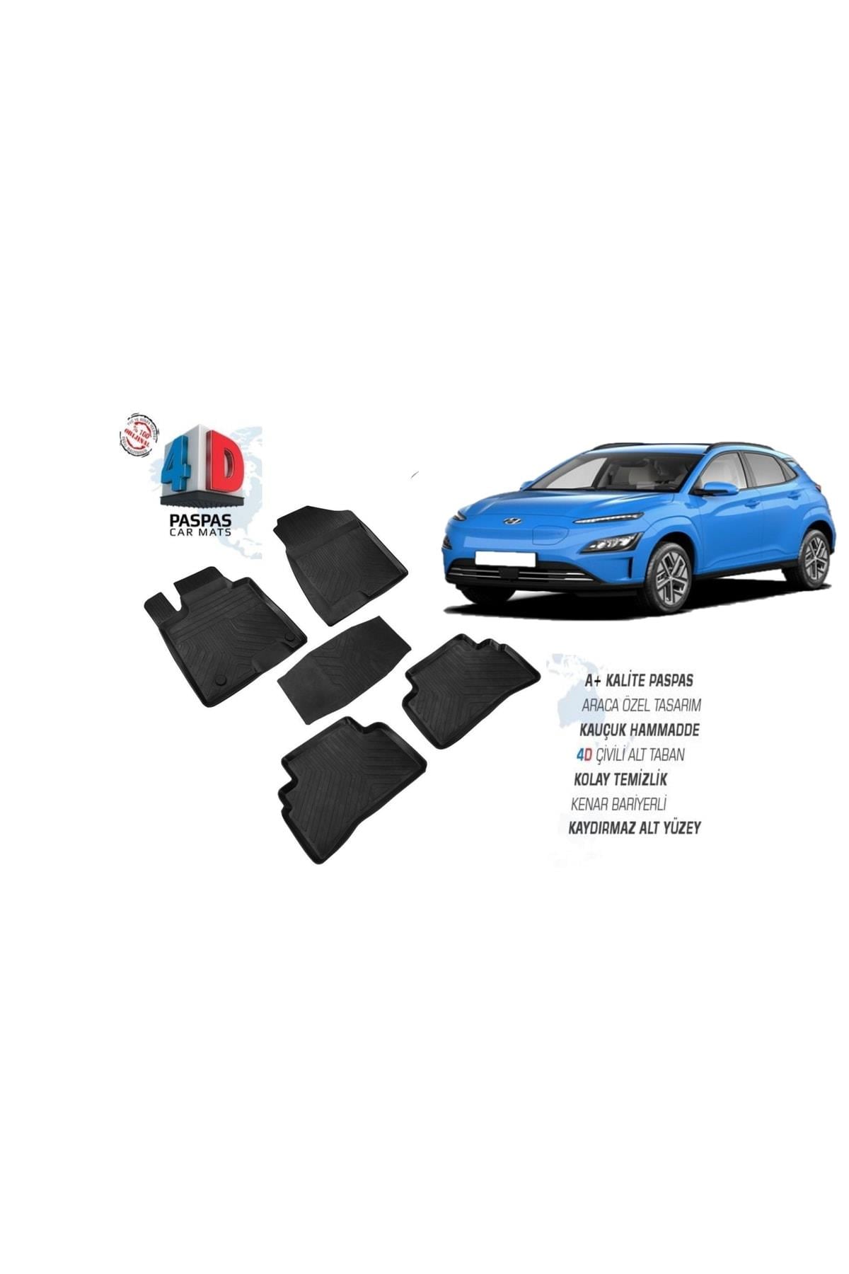 Hyundai Kona Uyumlu  Araca Özel 4d Paspas Omsa 2018 2019 2020 2021 2022 2023