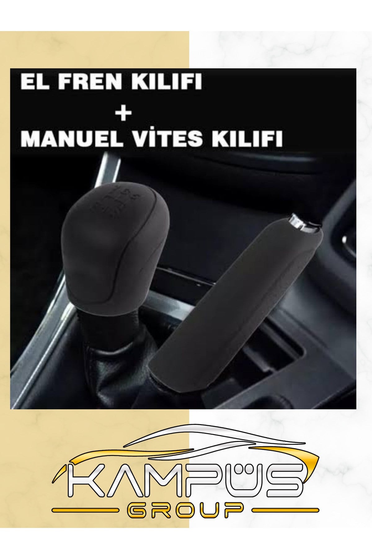 Oto Araç Siyah Silikon El Freni Ve Manuel Vites Topuzu Kılıfı Seti-2parça