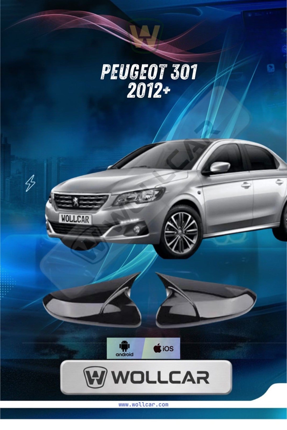 Peugeot 301 Yarasa Ayna Kapağı Batman Piano Black Pds73