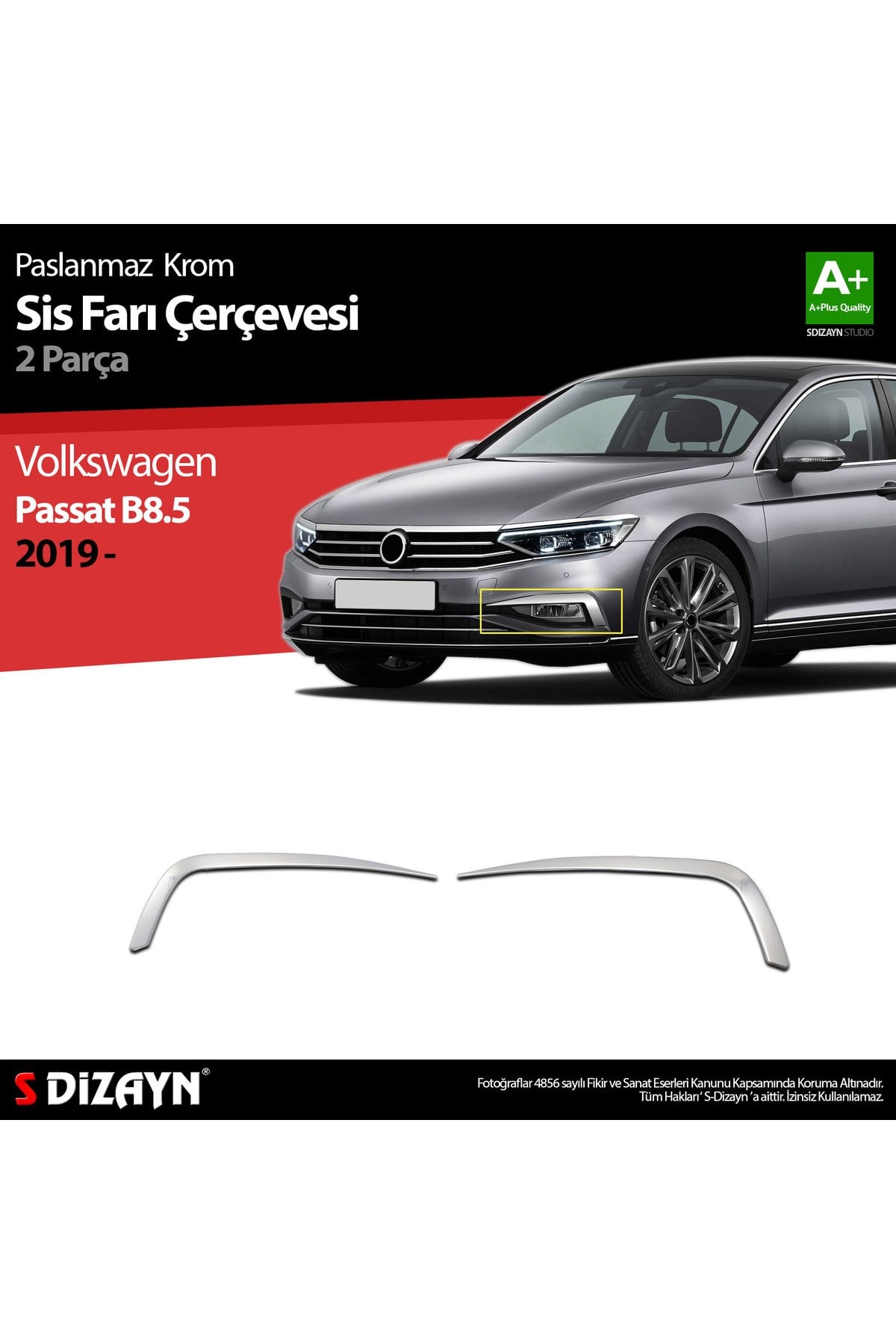 S-Dizayn VW Passat B8.5 Krom Sis Farı Çerçevesi 2 Parça 2019-2023 7619210