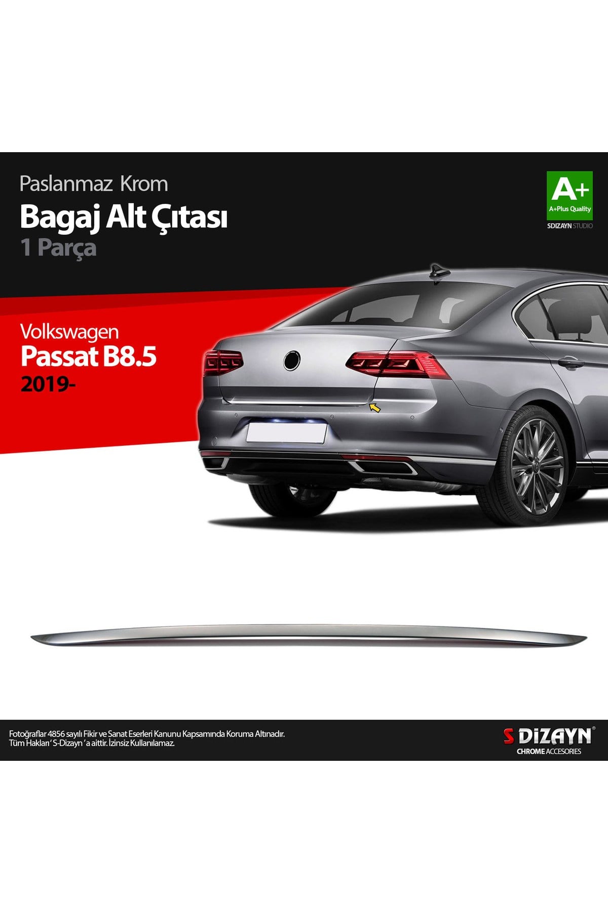 S-Dizayn VW Passat B8.5 Krom Bagaj Alt Çıtası 2019-2023 7619030