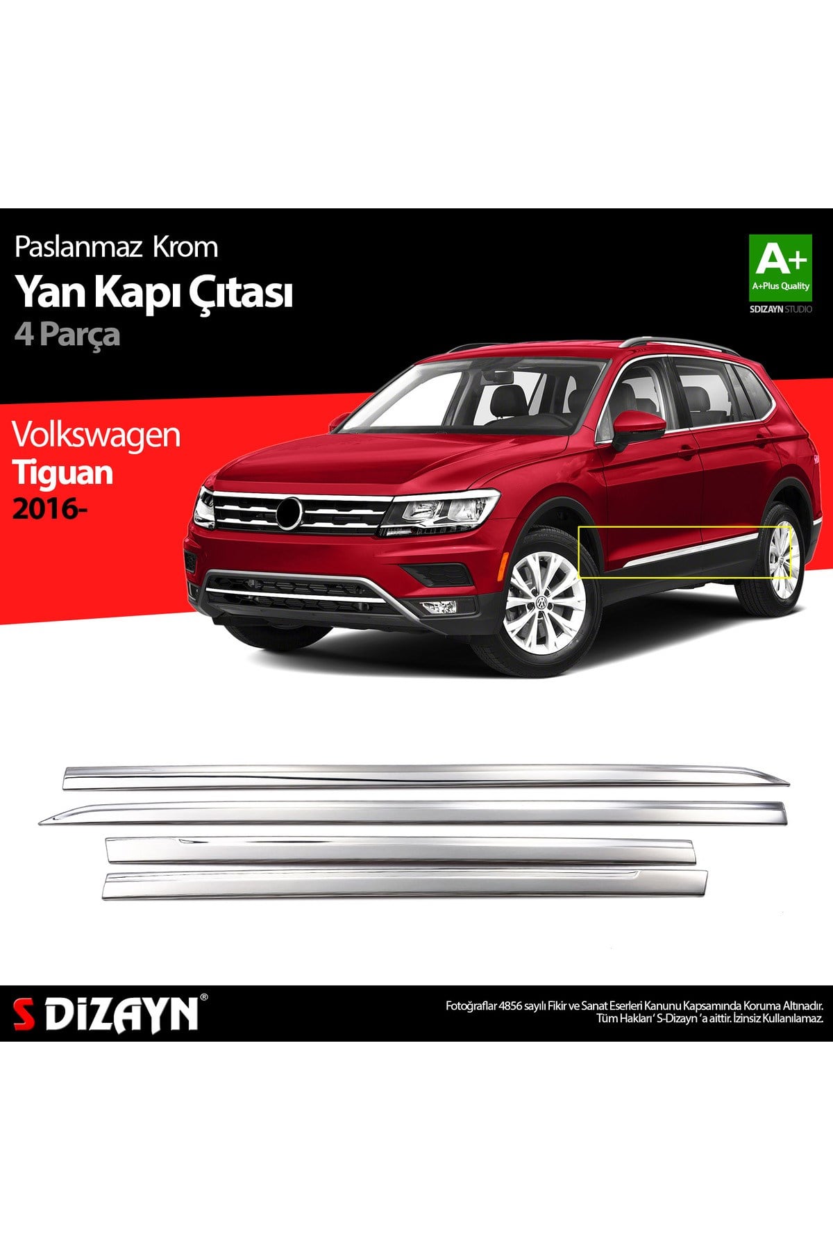 S-Dizayn VW Tiguan Krom Yan Kapı Çıtası 4 Prç. 2016-2020 7647140