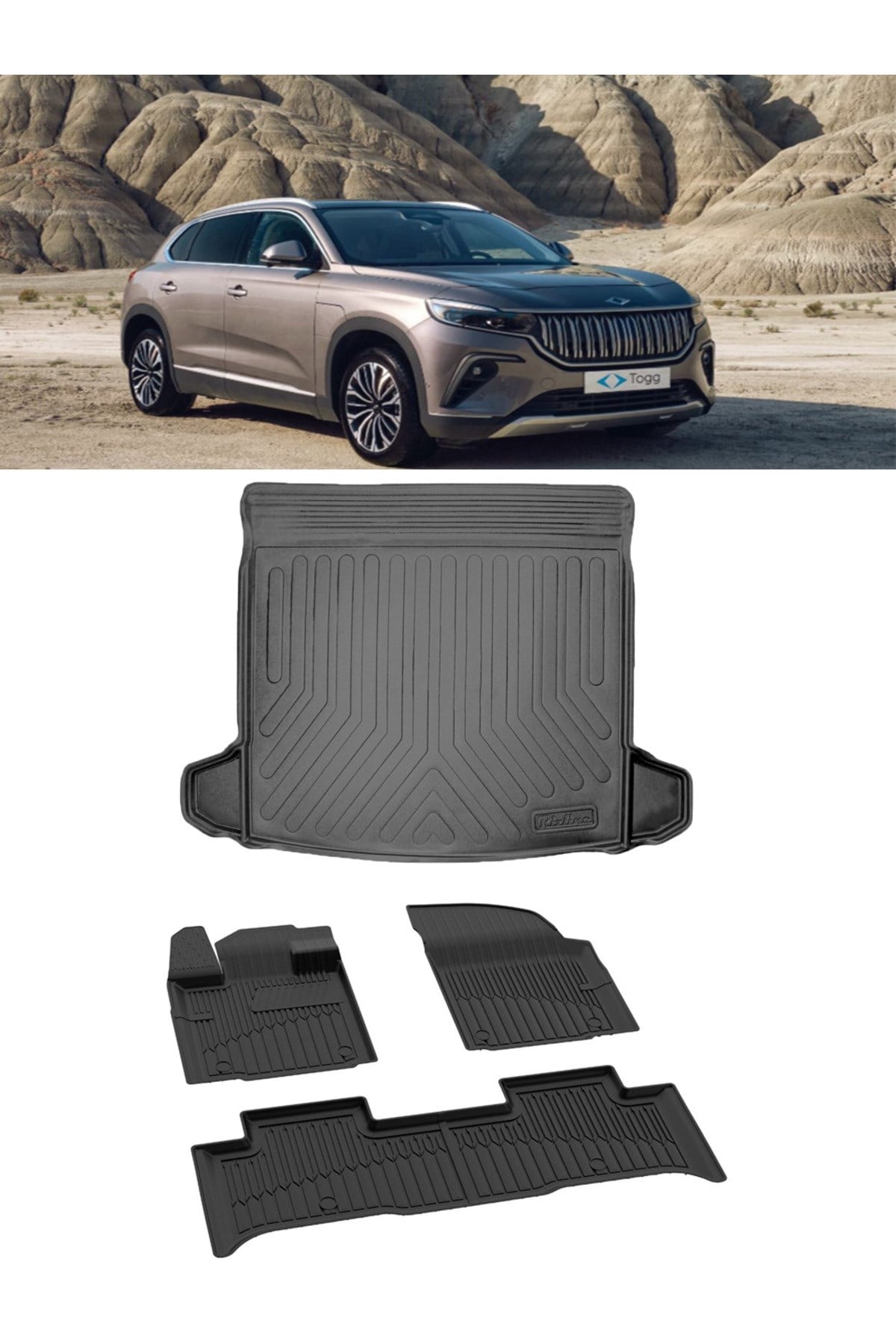 Togg T10X 2023 ve Sonrası 4.5D Premıum Paspas 3D Rizline Bagaj Havuzu Set