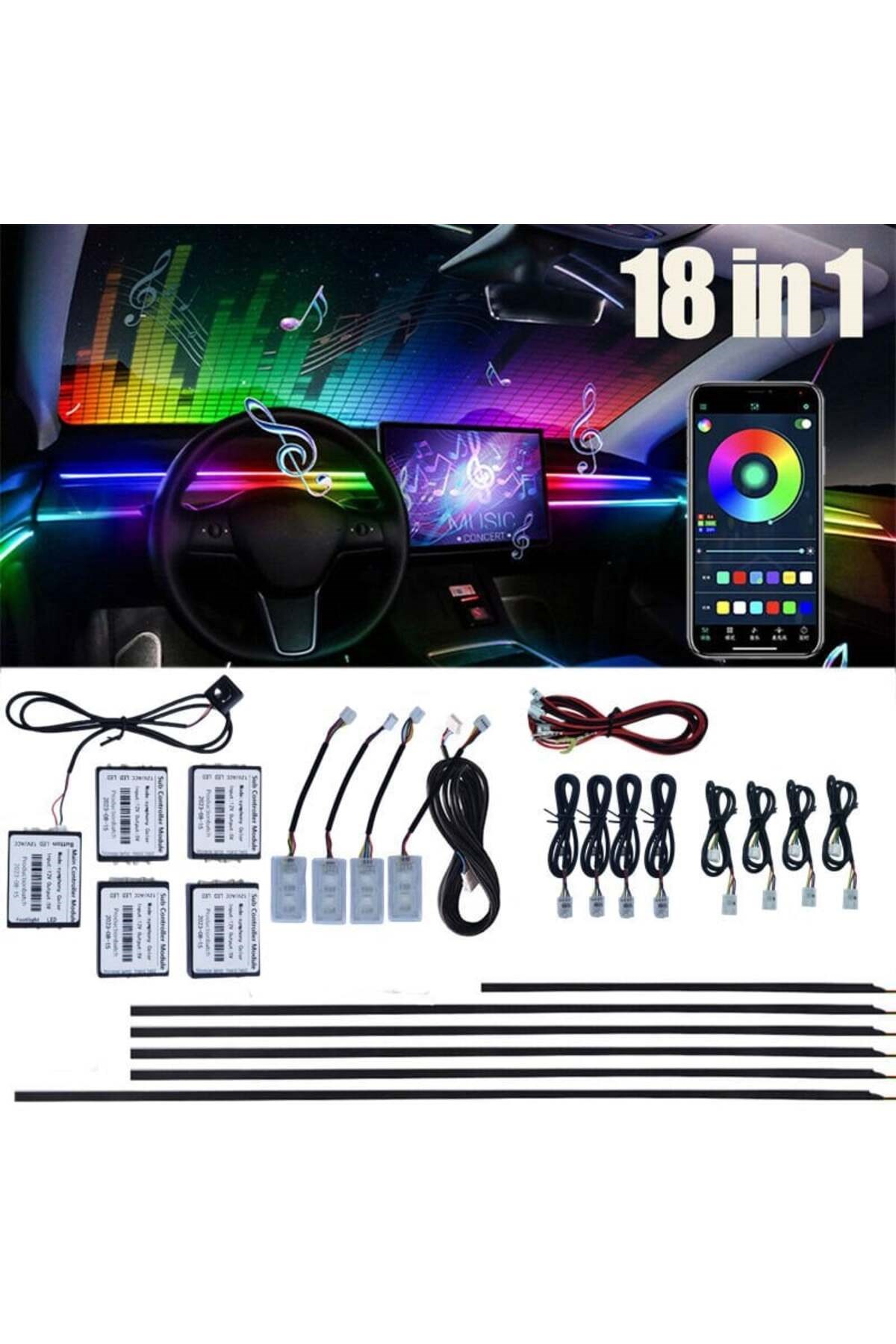 Ambiyans rgb 64 renk aydınlatma set 12v / LAAM435