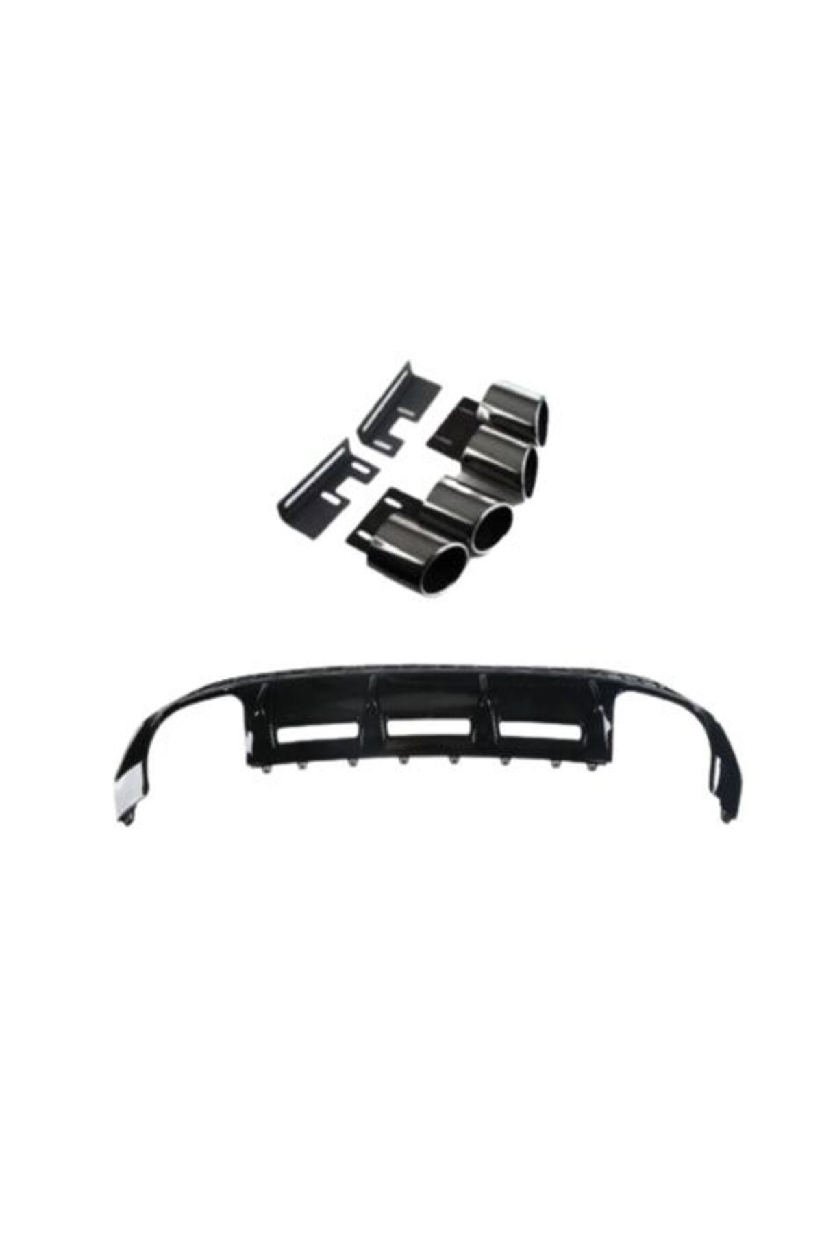 Audi A3 2021 + Sedan Uyumlu S-Lıne 4 Egzoz Difüzör / Plastik Egzoz  - Piano Black