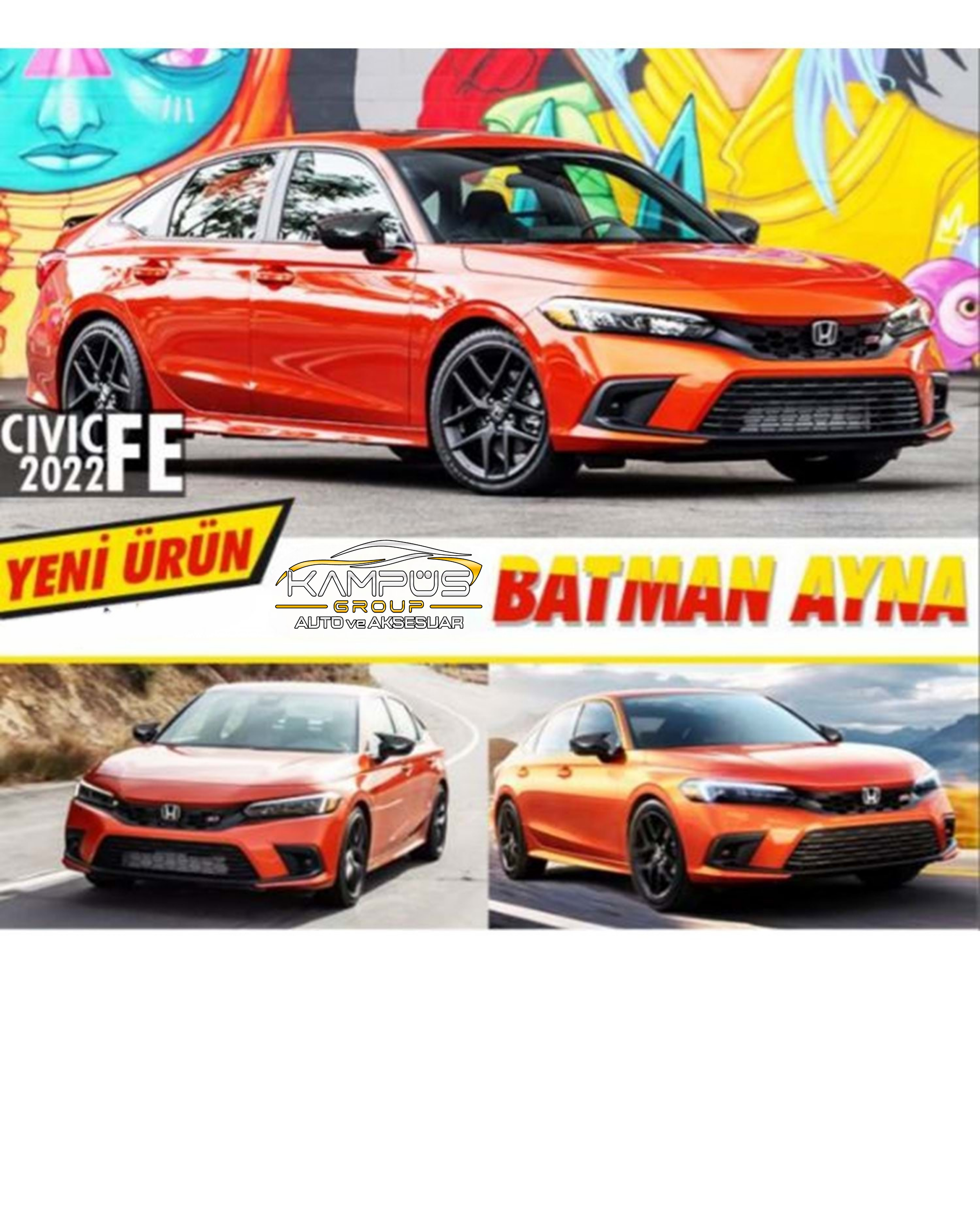 Civic Fe Batman Ayna Kapağı Piano Black / 2022 Sonrası