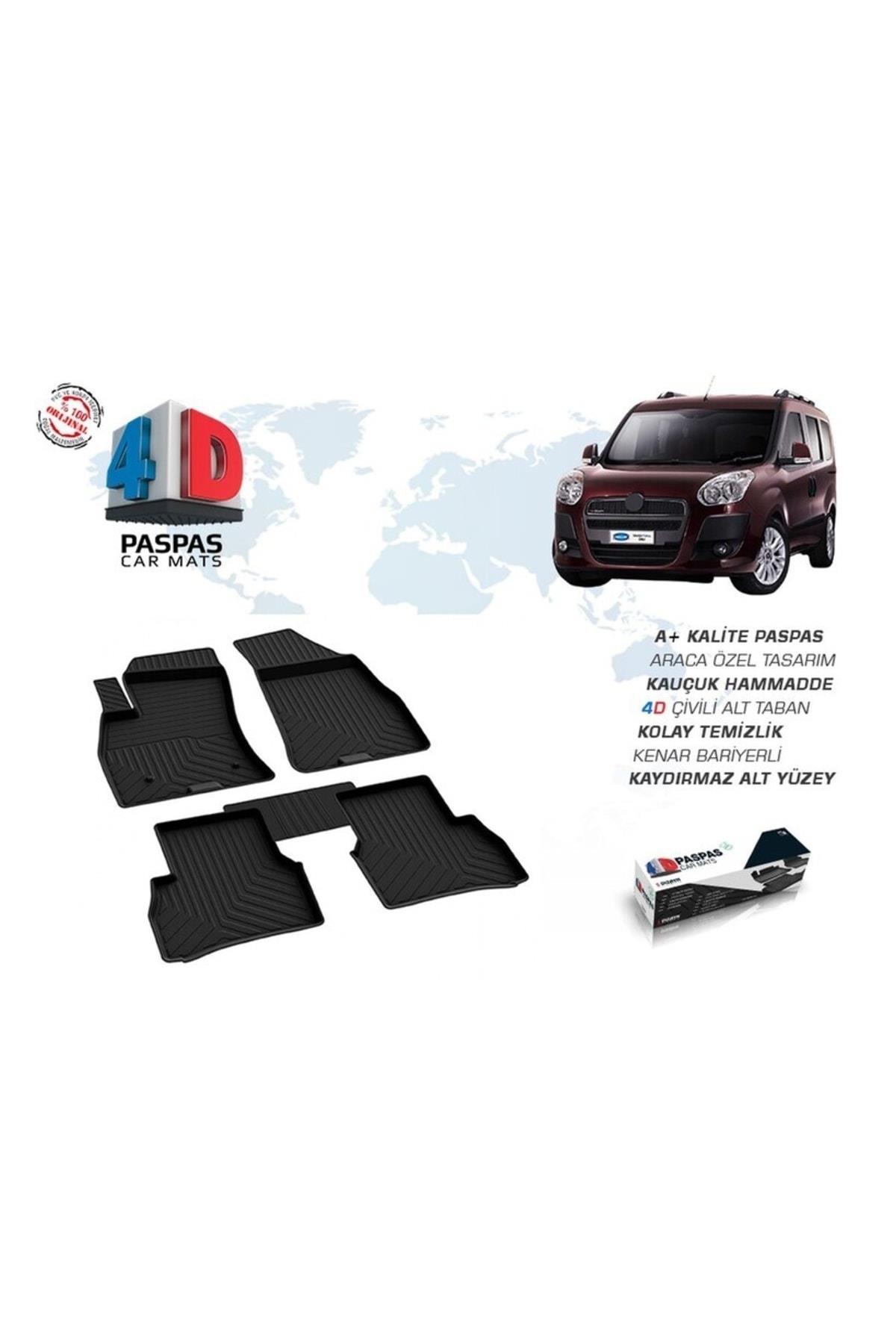 Fiat Doblo 2 Uyumlu Omsa 4d Havuzlu Kauçuk Paspas 2020 Ve Üstü Siyah