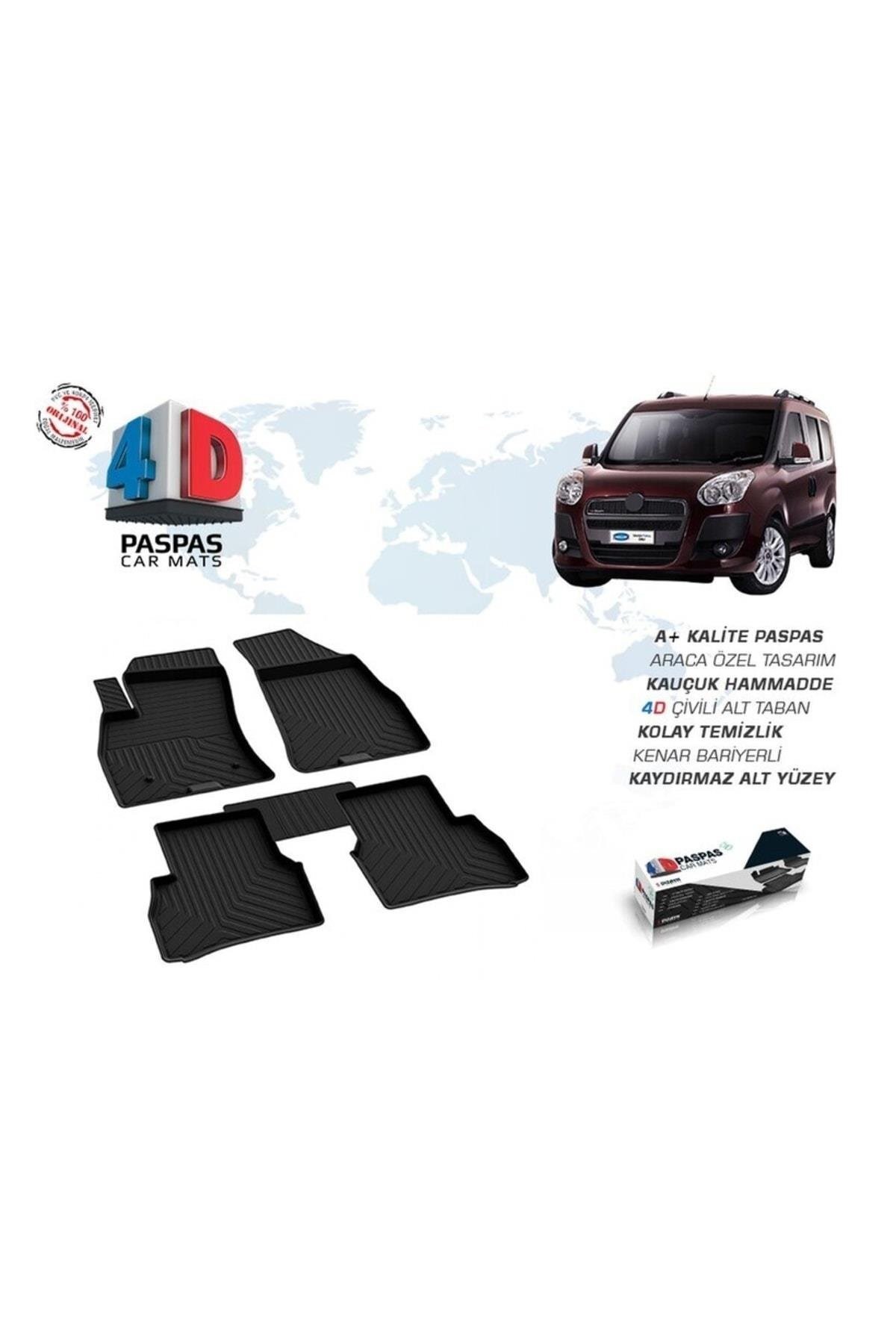 Fiat Doblo 2 Uyumlu Omsa 4d Havuzlu Kauçuk Paspas 2020 Ve Üstü Siyah