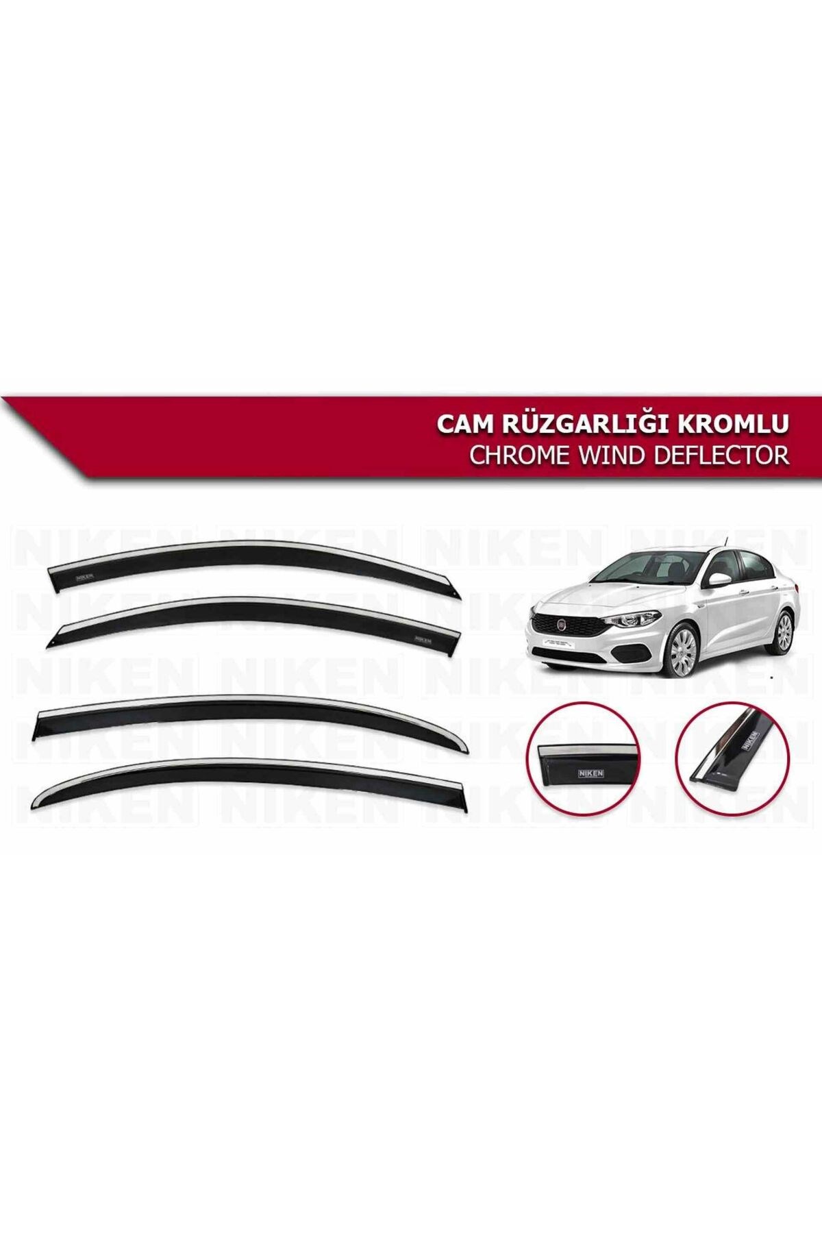 Fiat Egea Kromlu Cam Rüzgarlığı Niken 2016+ sonrası modeller uyumlu