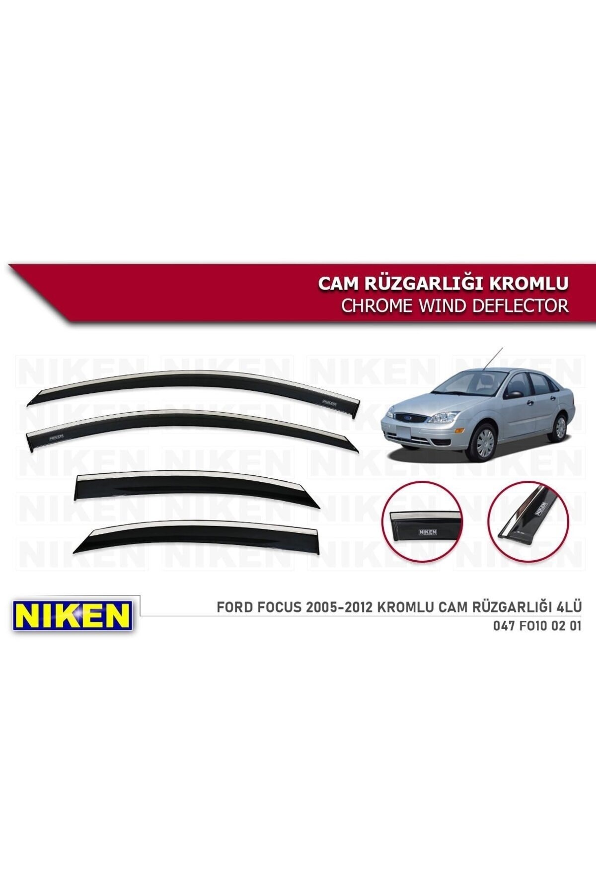 Ford Focus 2 Kromlu Cam Rüzgarlığı Niken 2005-2012