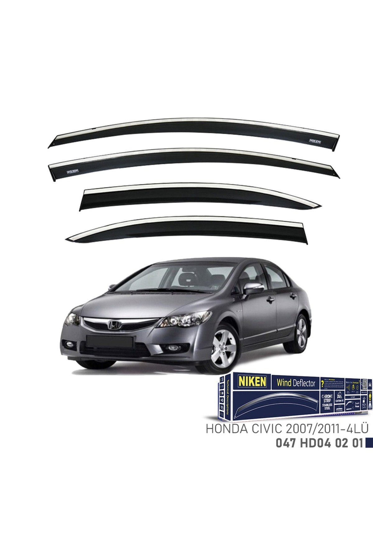 Honda Civic 2007-2011 Kromlu Cam Rüzgarlığı 4 LÜ