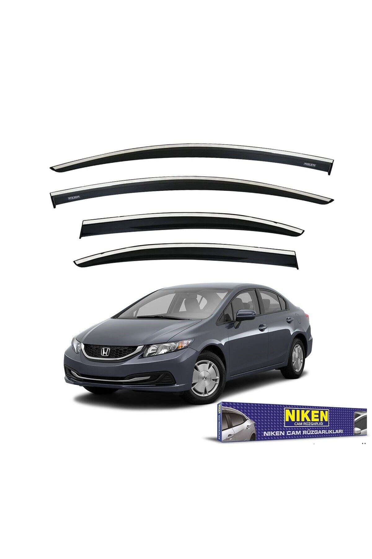 Honda civic fb7 uyumlu cam rüzgarlığı kromlu 2012+