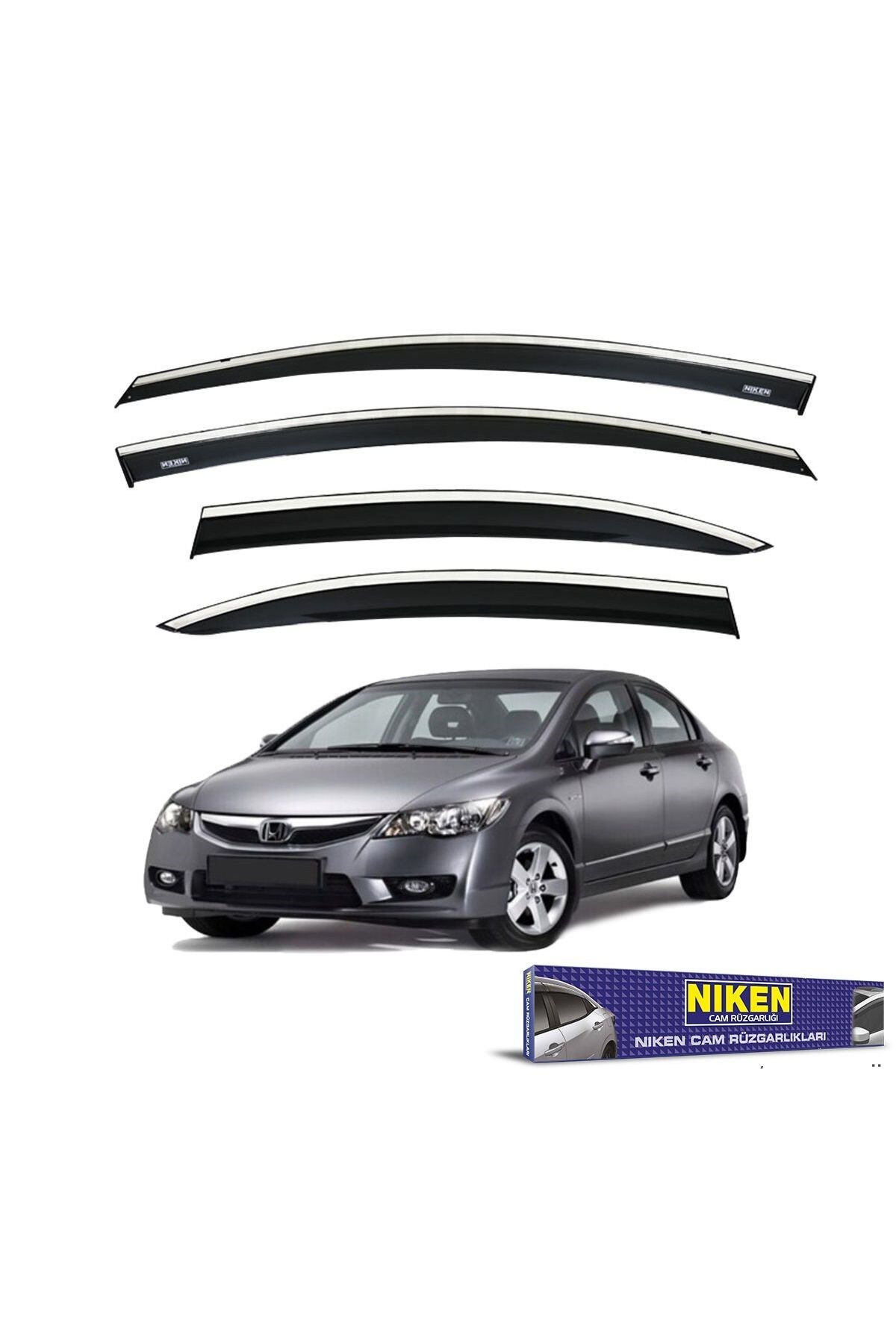 Honda civic fd6 uyumlu cam rüzgarlığı kromlu 2007+