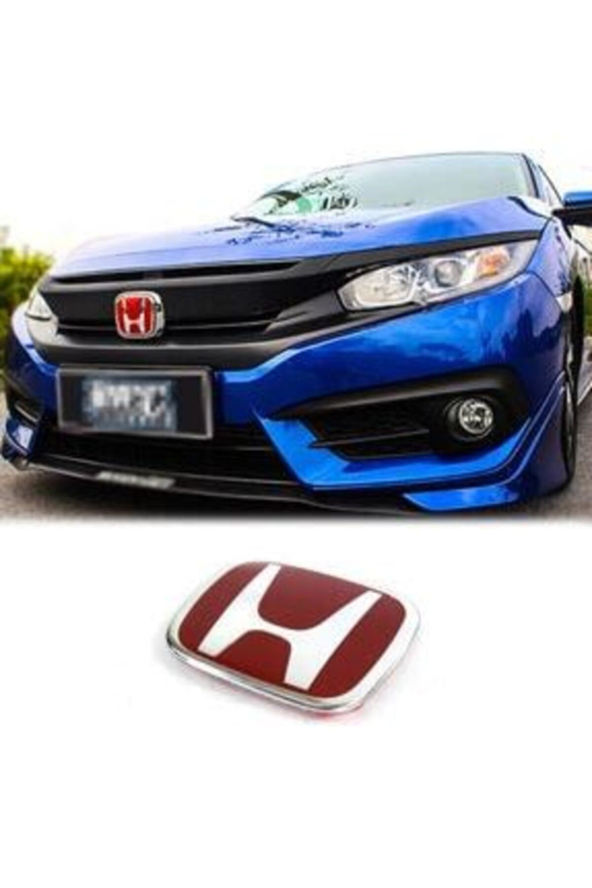 Honda Civic Için Uyumlu Fc5 2016 - 2021 Işıksız Ön Logo Kırmızı