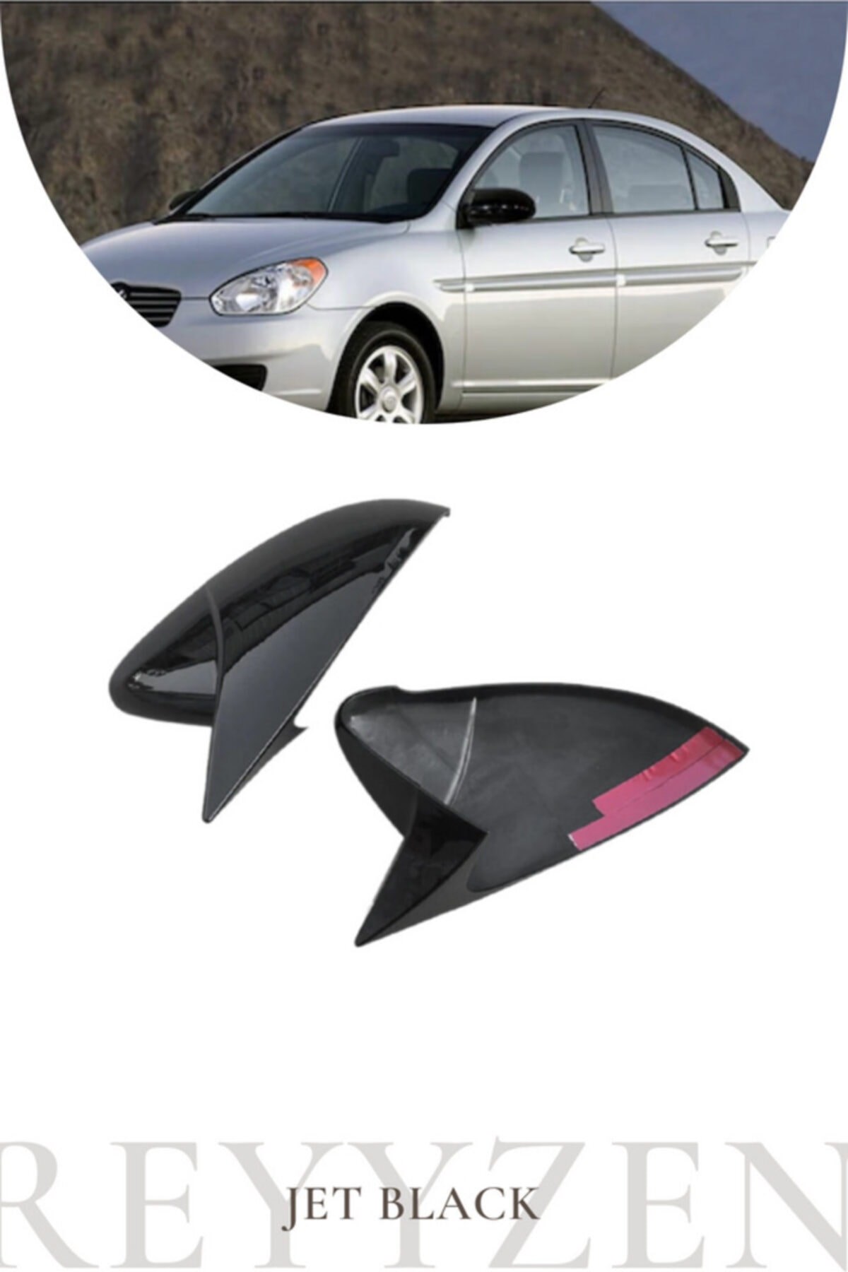 Hyundai Accent Era 2005-11 Sinyalsiz Yarasa Ayna Kapağı Jet Black