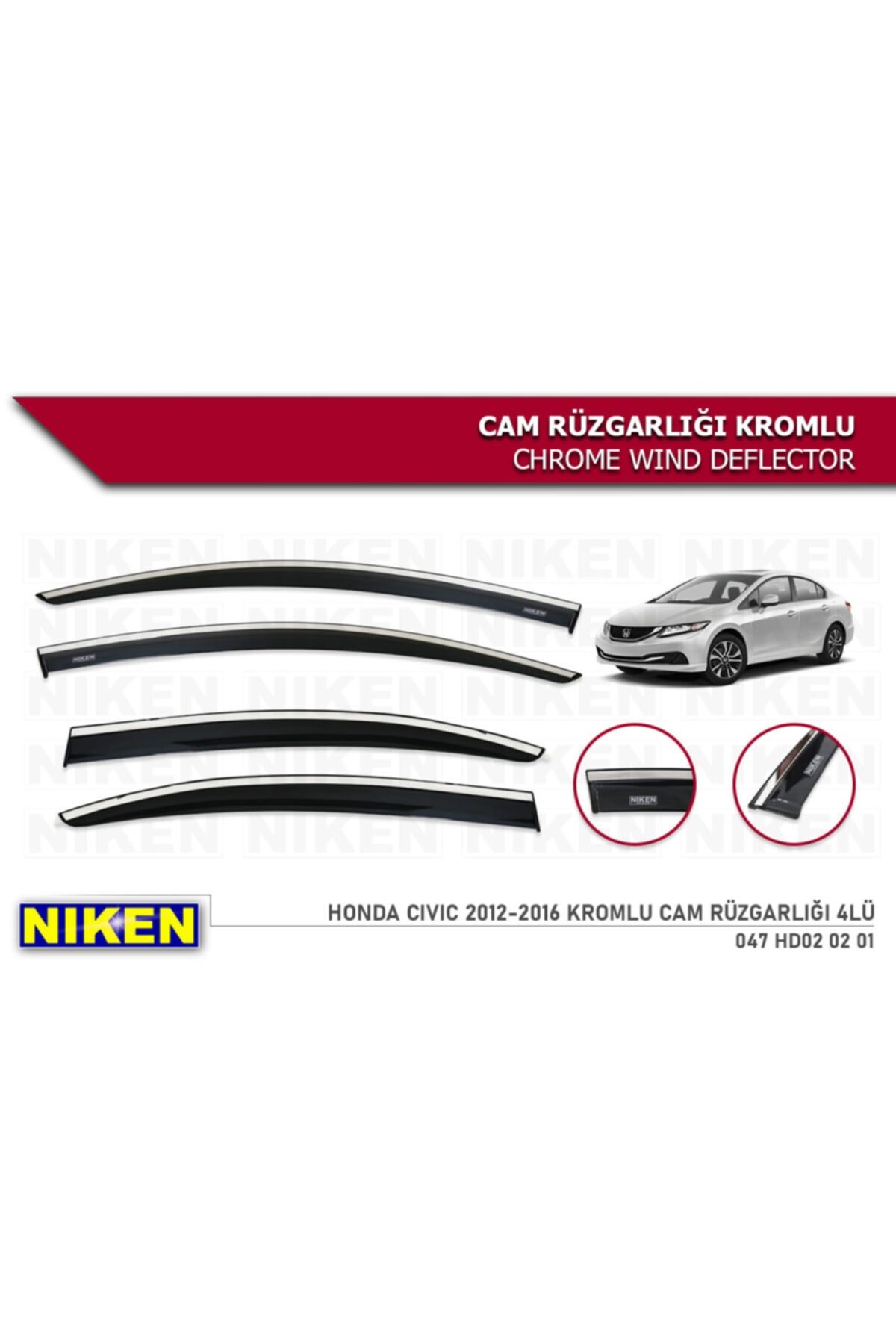 Kromlu Cam Rüzgarlığı Honda Civic 2012-2016