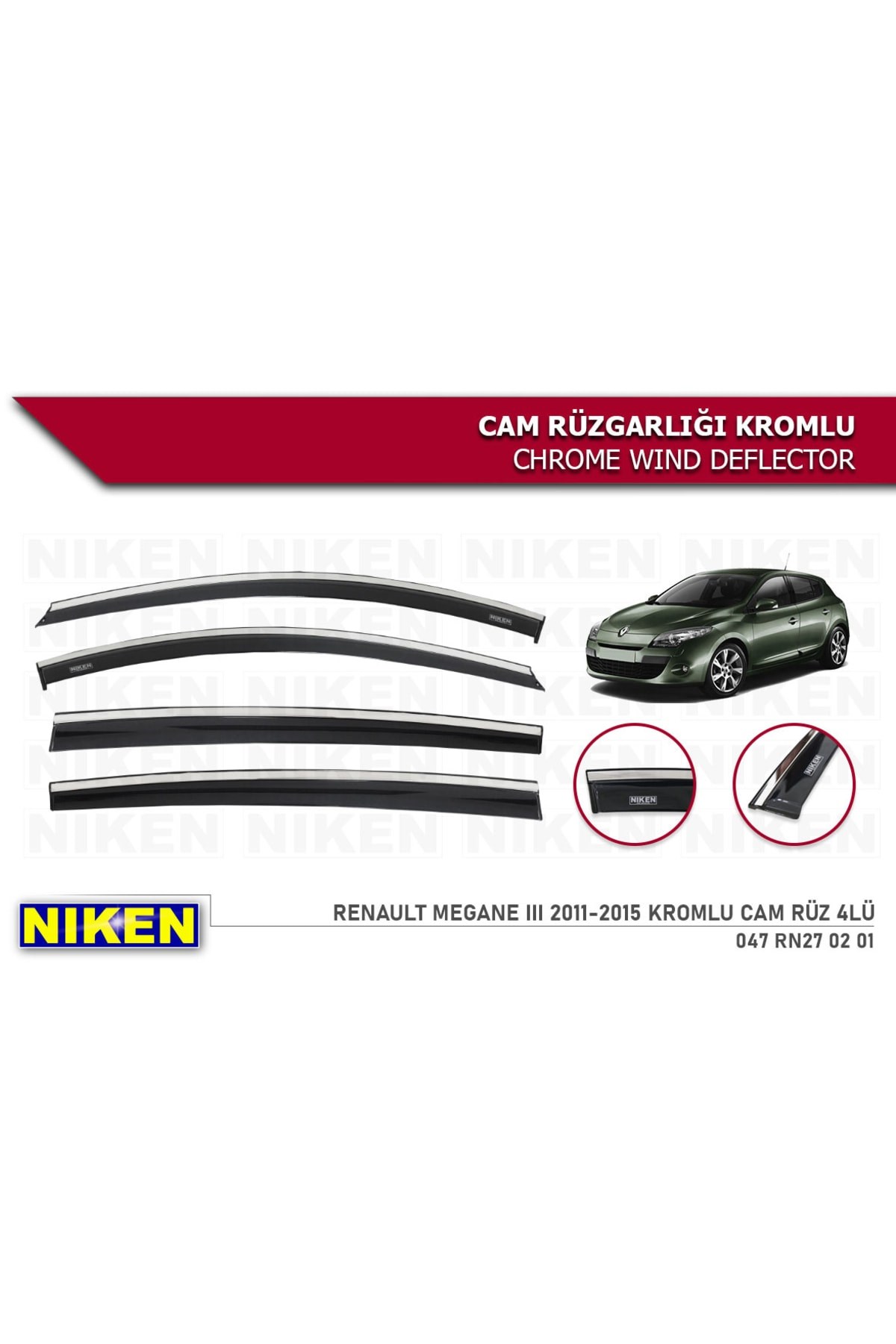 Megane 3 2011 2012 2013 2014 2015 Kromlu Cam Rüzgarlığı