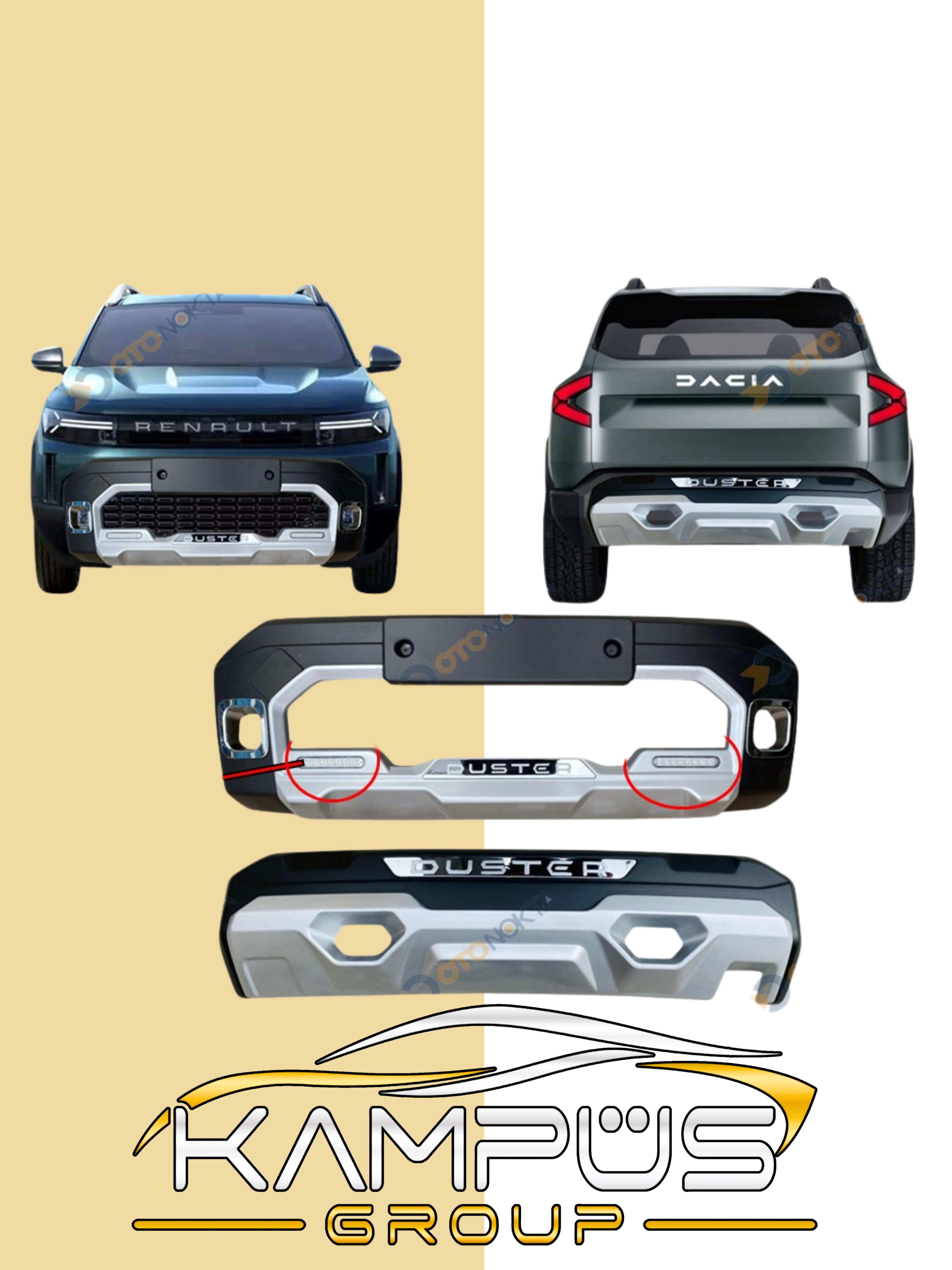 Ön Arka Koruma Renault Duster 2024-