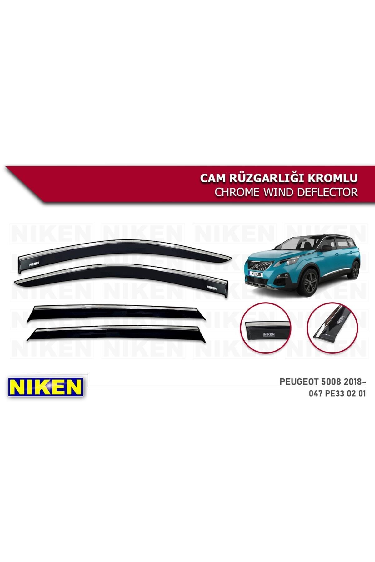 Peugeot 5008 Kromlu Cam Rüzgarlığı 4lü 2018 Üzeri