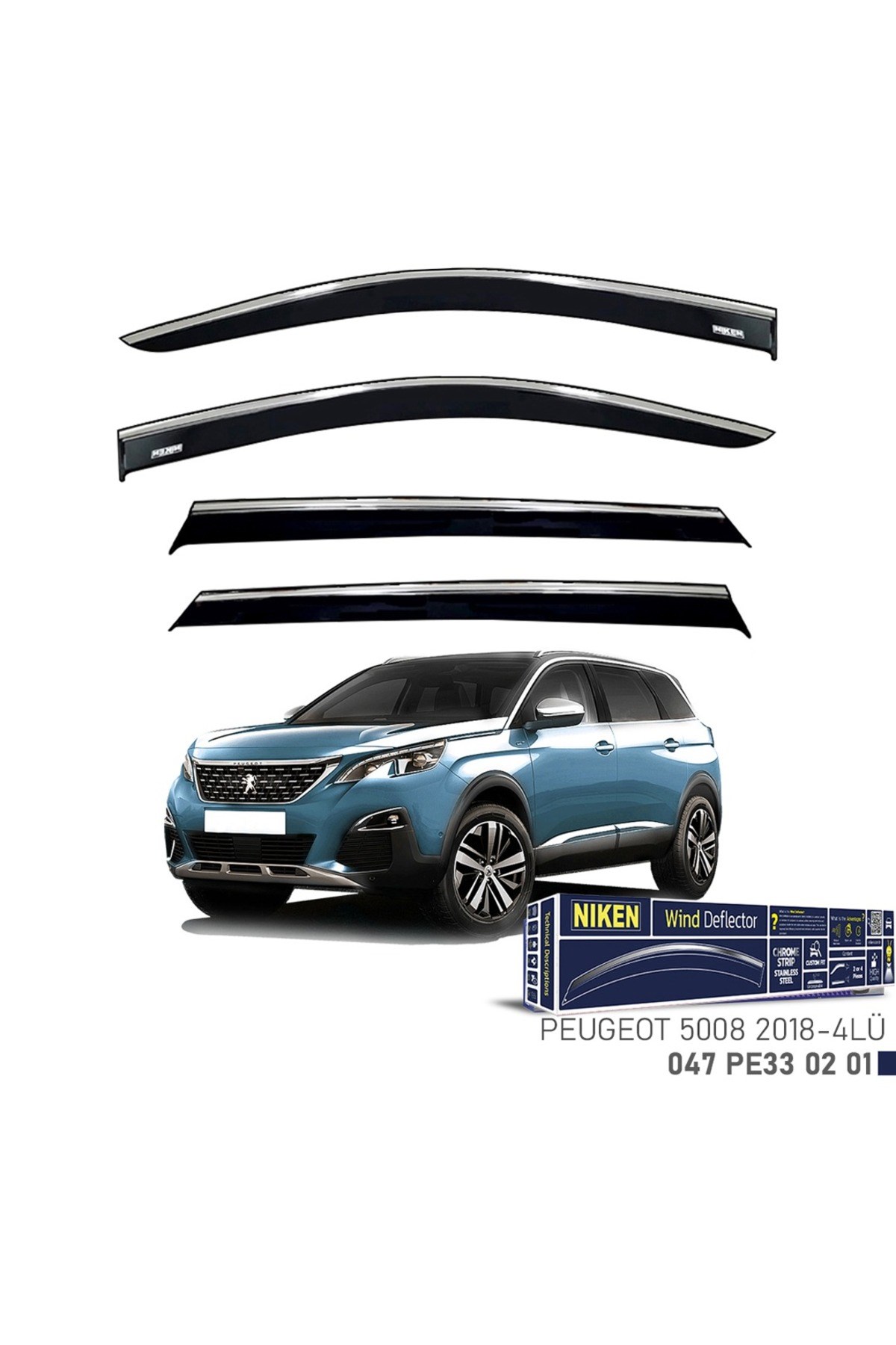 Peugeot 5008 Niken Kromlu Cam Rüzgarlığı 4lü Set 2018 ve Üstü
