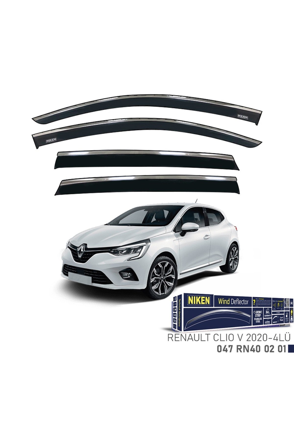Renault Clio 5 Niken Kromlu Cam Rüzgarlığı 4lü Set 2020 ve Üstü
