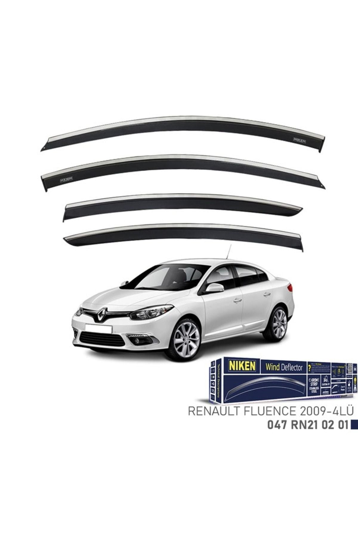 Renault Fluence 2009 -Kromlu Cam Rüzgarlığı 4 LÜ