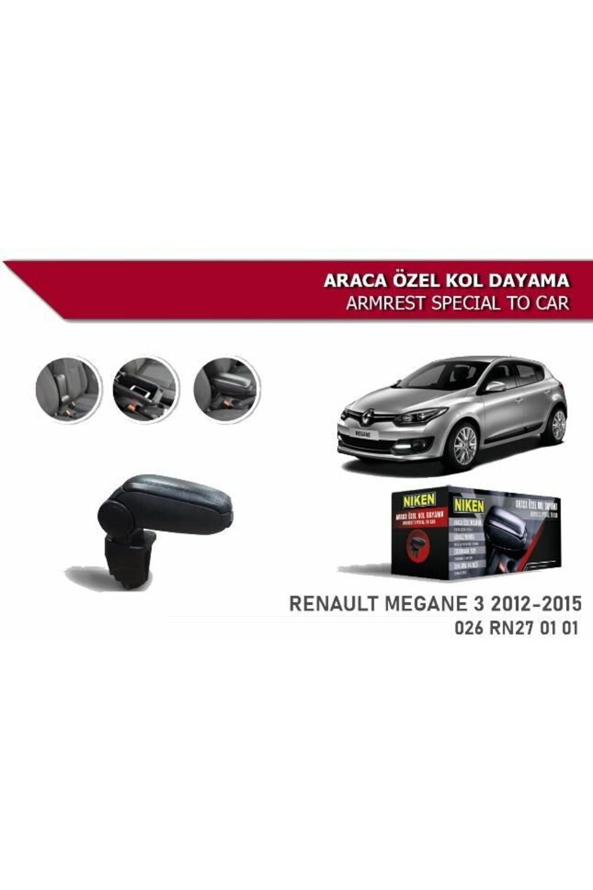 Renault Megane 3 Araca Özel Kol Dayama Kolçak Niken 2009+