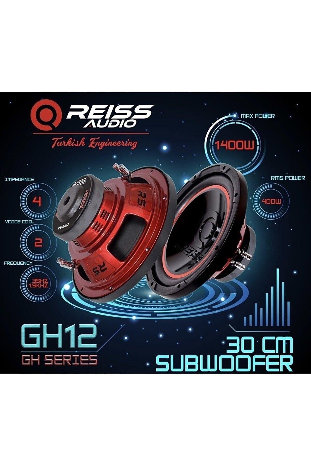 Rs-gh12 30 Cm Subwoofer Bas Tek Bobin 1400wat 400w Rms Profesyonel 2022 Yeni Model