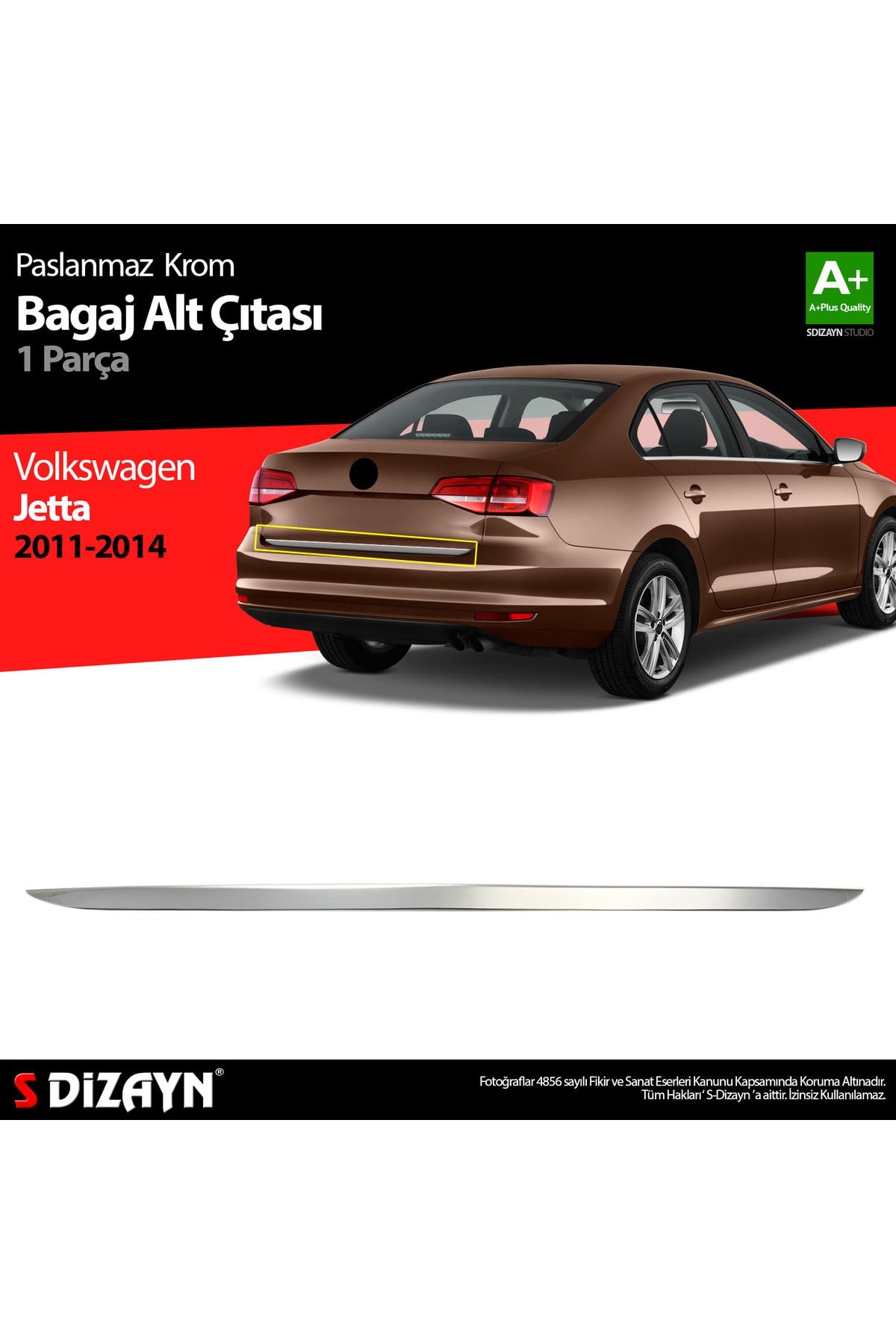 S-Dizayn VW Jetta Krom Bagaj Alt Çıta 2011-2014 7614030