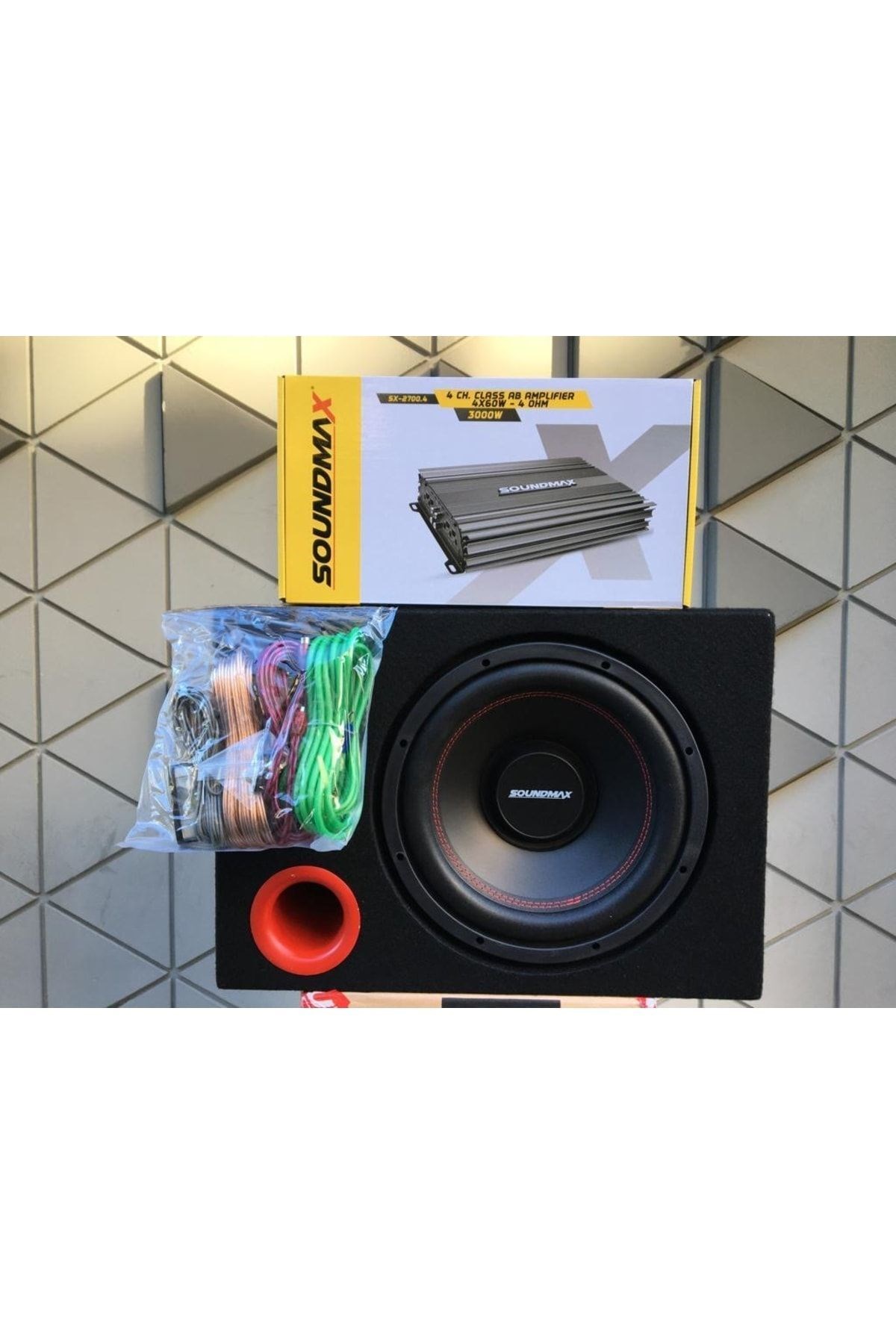 Sx-fc12 1500w 30 Cm Kabinli Subwoofer Bas 3000w 4 Kanal Amfi Kablo Tk.