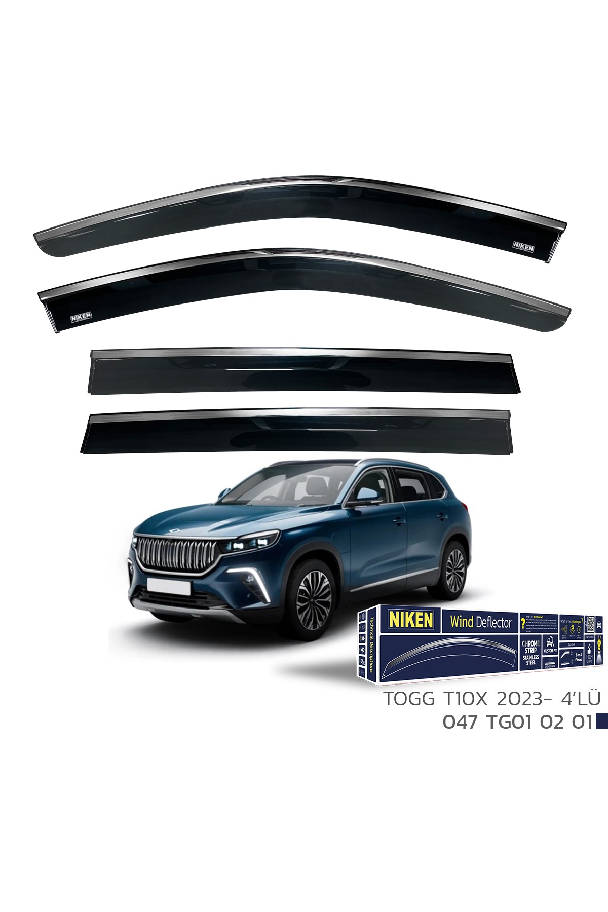 TOGG T10X 2023 ve Sonrası Kromlu Cam Rüzgarlığı
