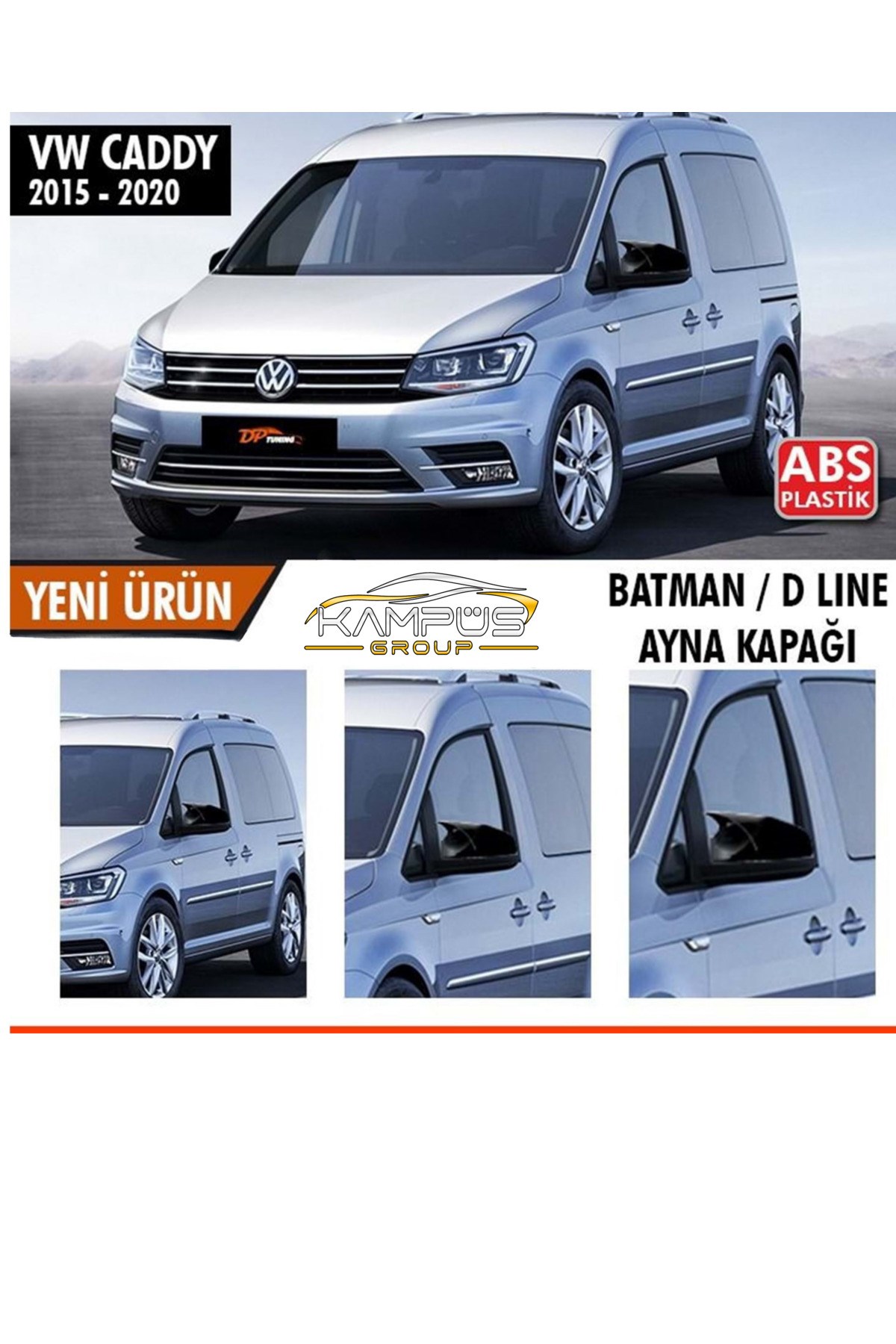 Volkswagen Caddy Mk3 (2015-2020) Uyumlu Batman Yarasa Ayna Kapağı