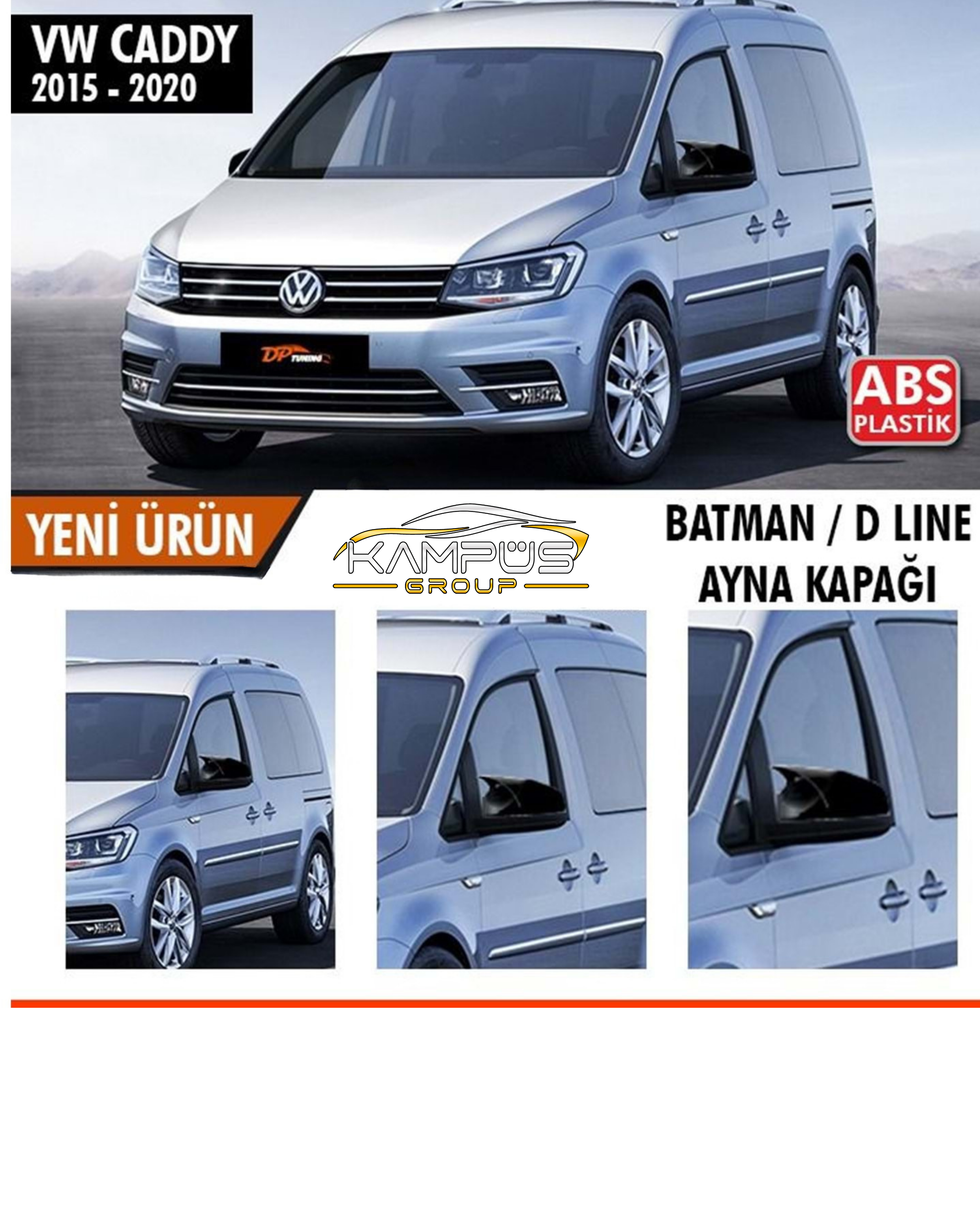 Volkswagen Caddy Mk3 (2015-2020) Uyumlu Batman Yarasa Ayna Kapağı