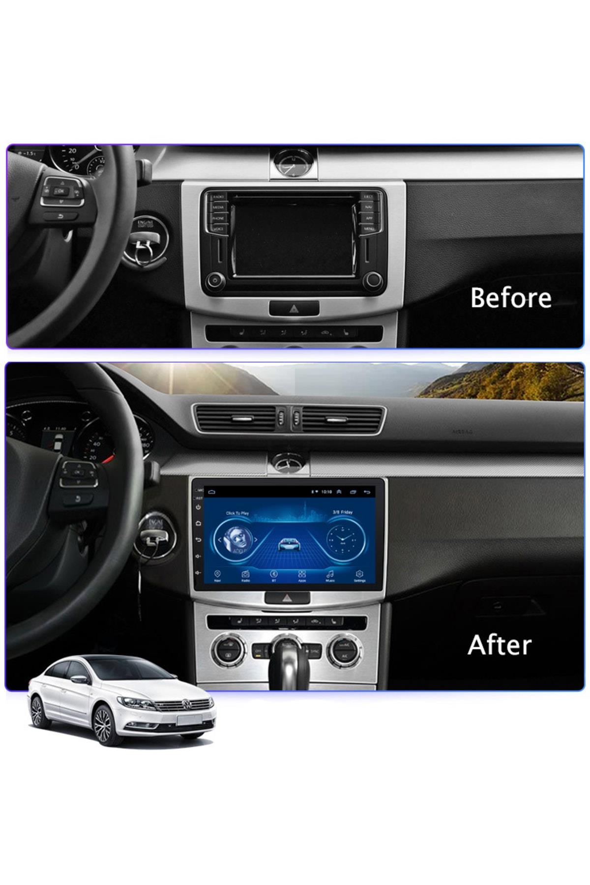 Volkswagen Passat Multimedya Oem Navigasyon CarplayAuto 2 Ram 16 Dahılı Hafıza Uyumlu
