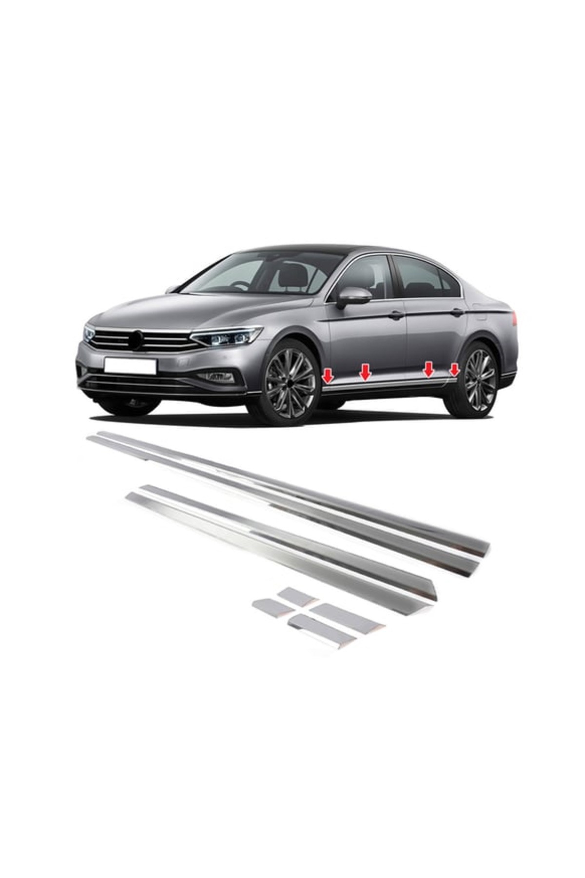 Vw Passat B8 Yan Kapı Çıta 2015> Paslanmaz Krom