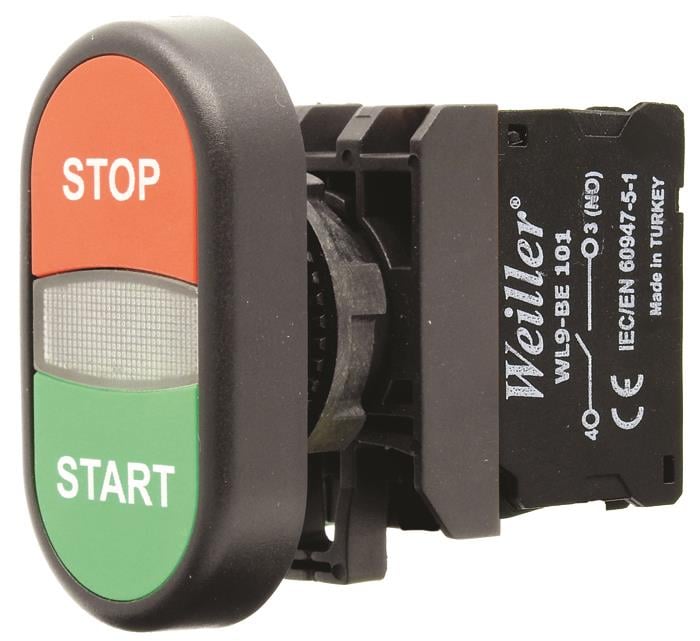 Ø22mm Ledli Plastik Yazılı İkiz Buton 220VAC
