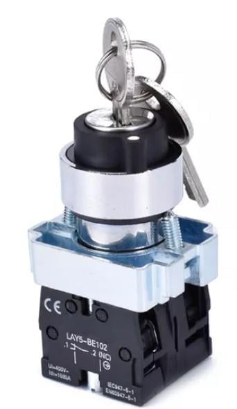 Ø22mm Metal ( 1-0-2 ) Kayıcı (Yaylı) Anahtarlı Buton