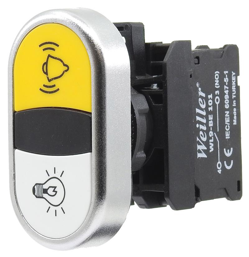 Ø22mm Metal Kaplamalı Alarm - Lamba İkiz Buton