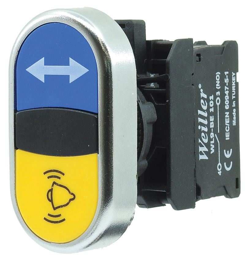 Ø22mm Metal Kaplamalı Alarm - Ortak Oklu İkiz Buton