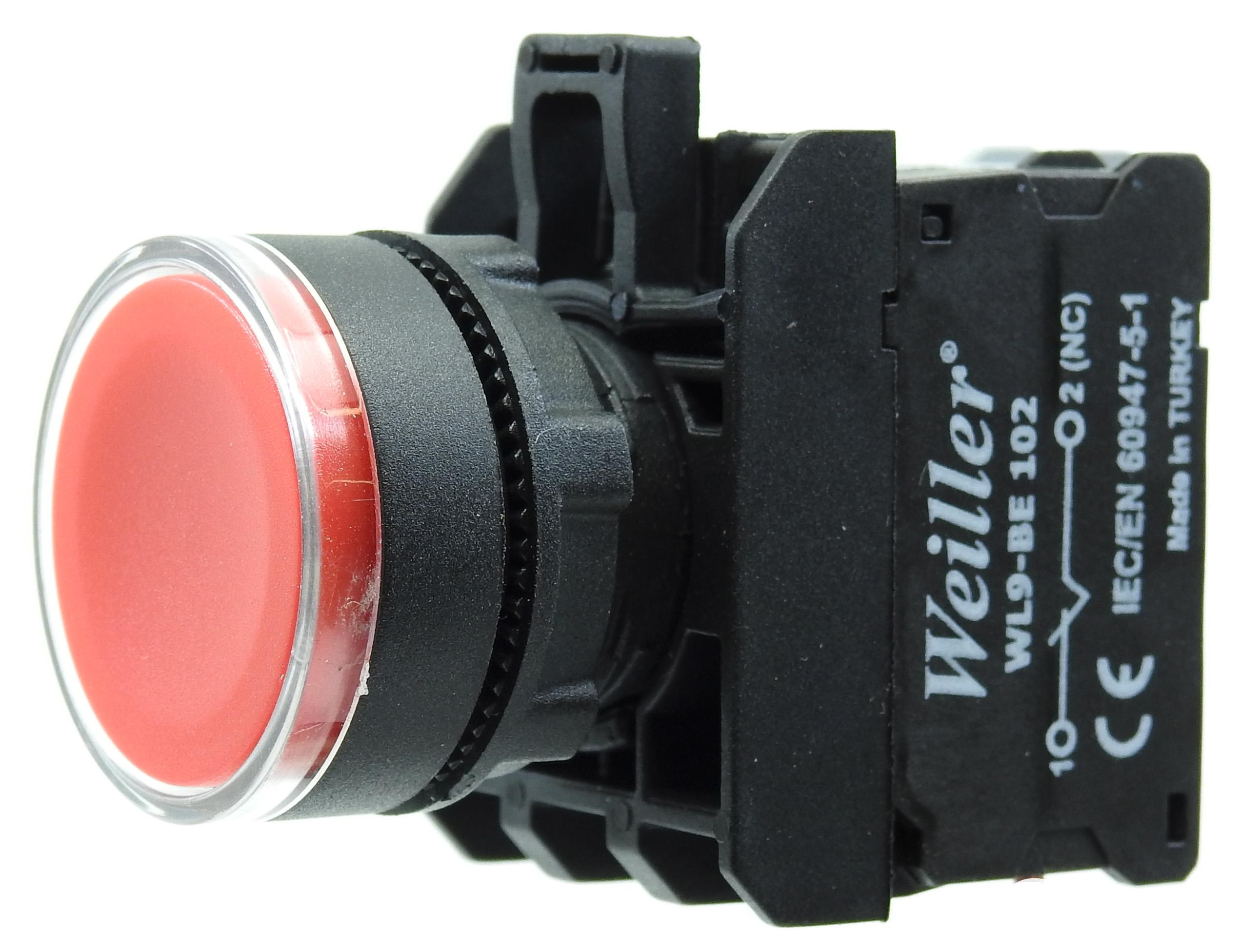 Ø22mm Plastik Ledli Yaylı Start Buton 24VAC-DC