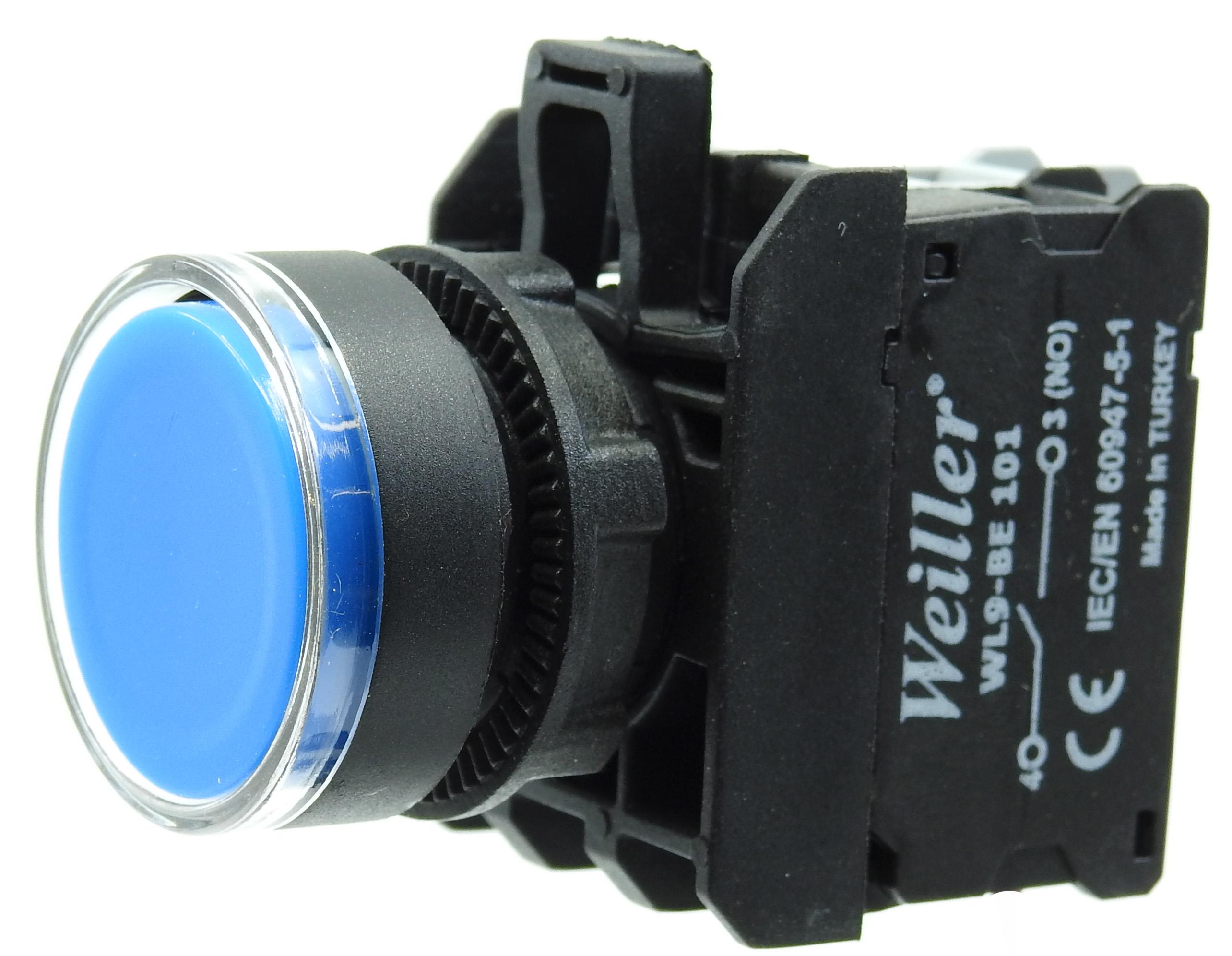 Ø22mm Plastik Ledli Yaylı Start Buton 24VAC-DC