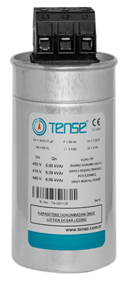 7.5 kvar/400V Trifaze kondansatör