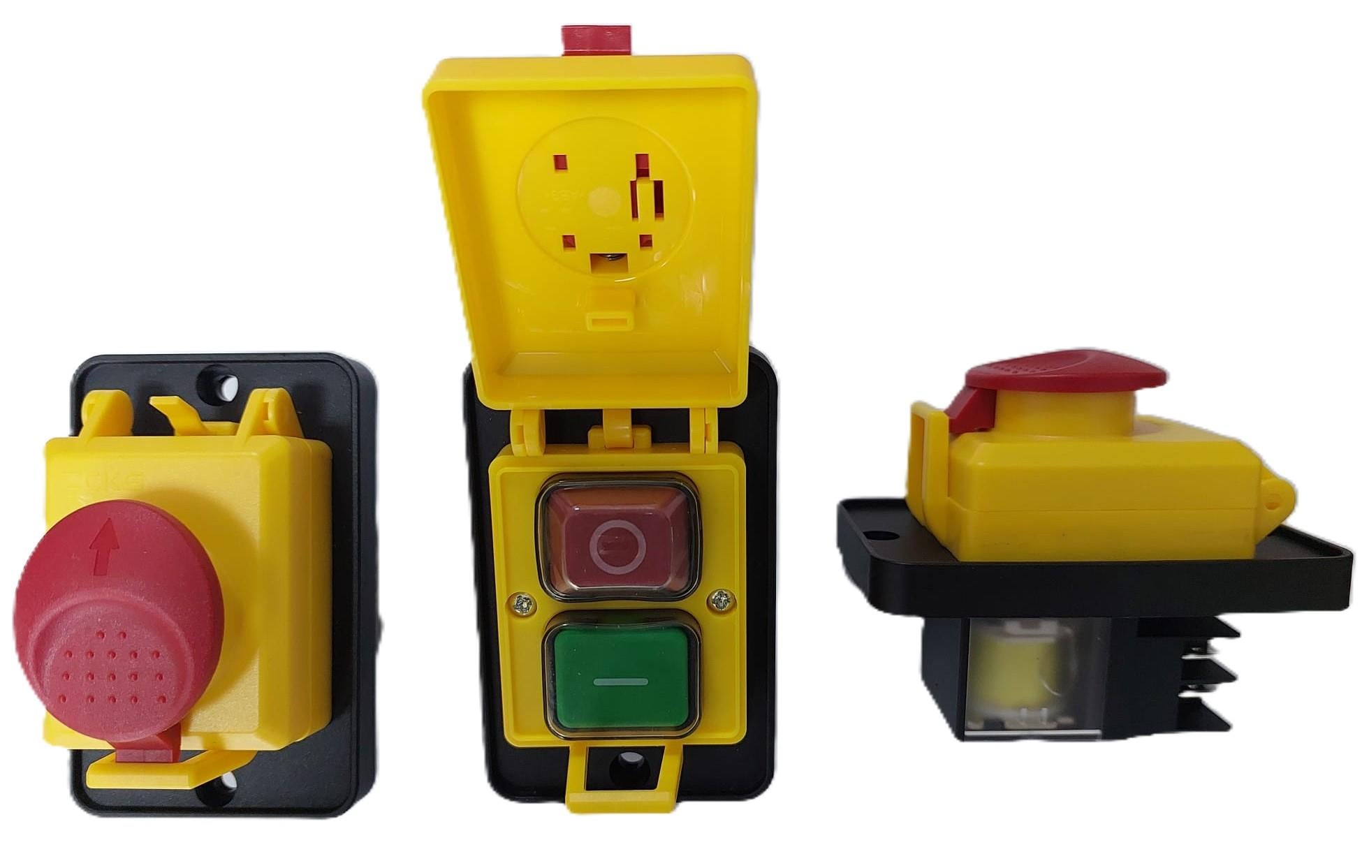 ON-OFF 4 Pinli 250V. 16A. Aşırı Yük Korumalı (Termikli) Gönye Kesme ve Makina Şalteri Koruma Kapaklı