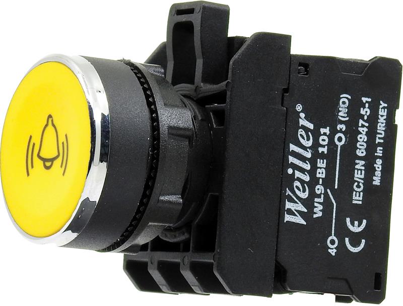 Ø22mm. Metal Kaplamalı İşaretli Yaylı Start Butonu