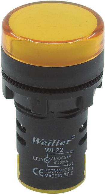 Ø22mm. Ledli Plastik Yuvarlak Sinyal Lambası