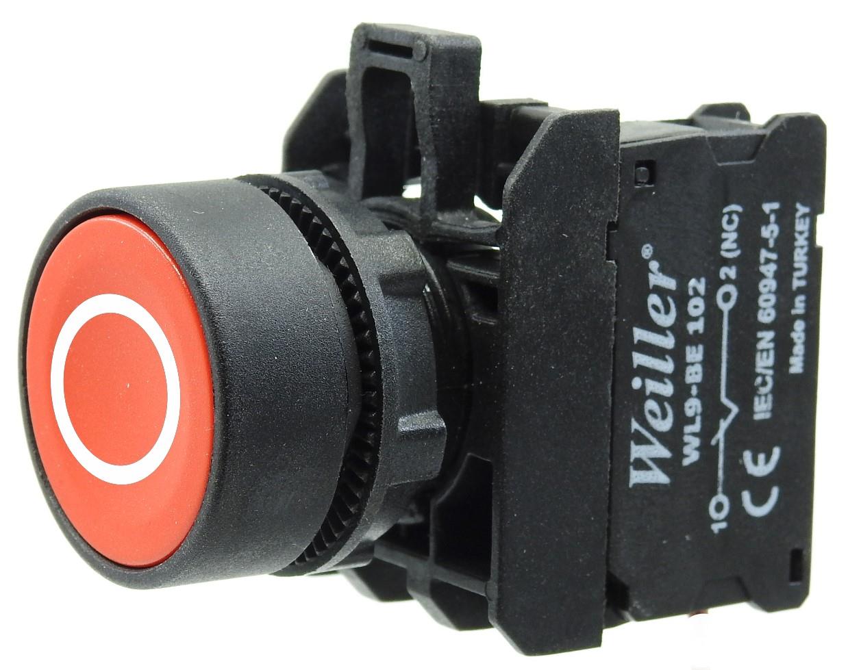 Ø22mm. Plastik İşaretli Yaylı Stop Butonu